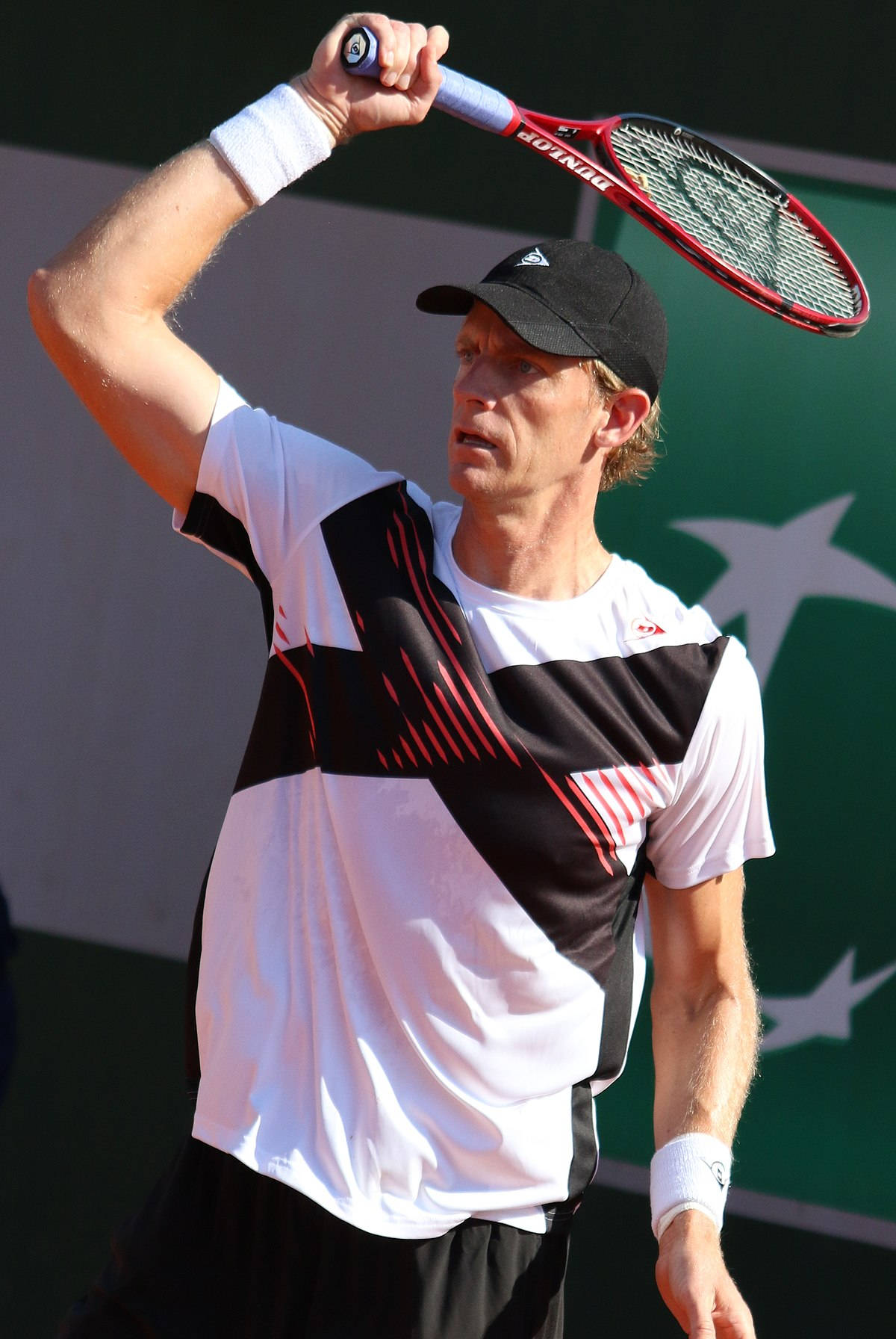 Kevin Anderson, red tennis racket, clay court, HD Phone Wallpaper