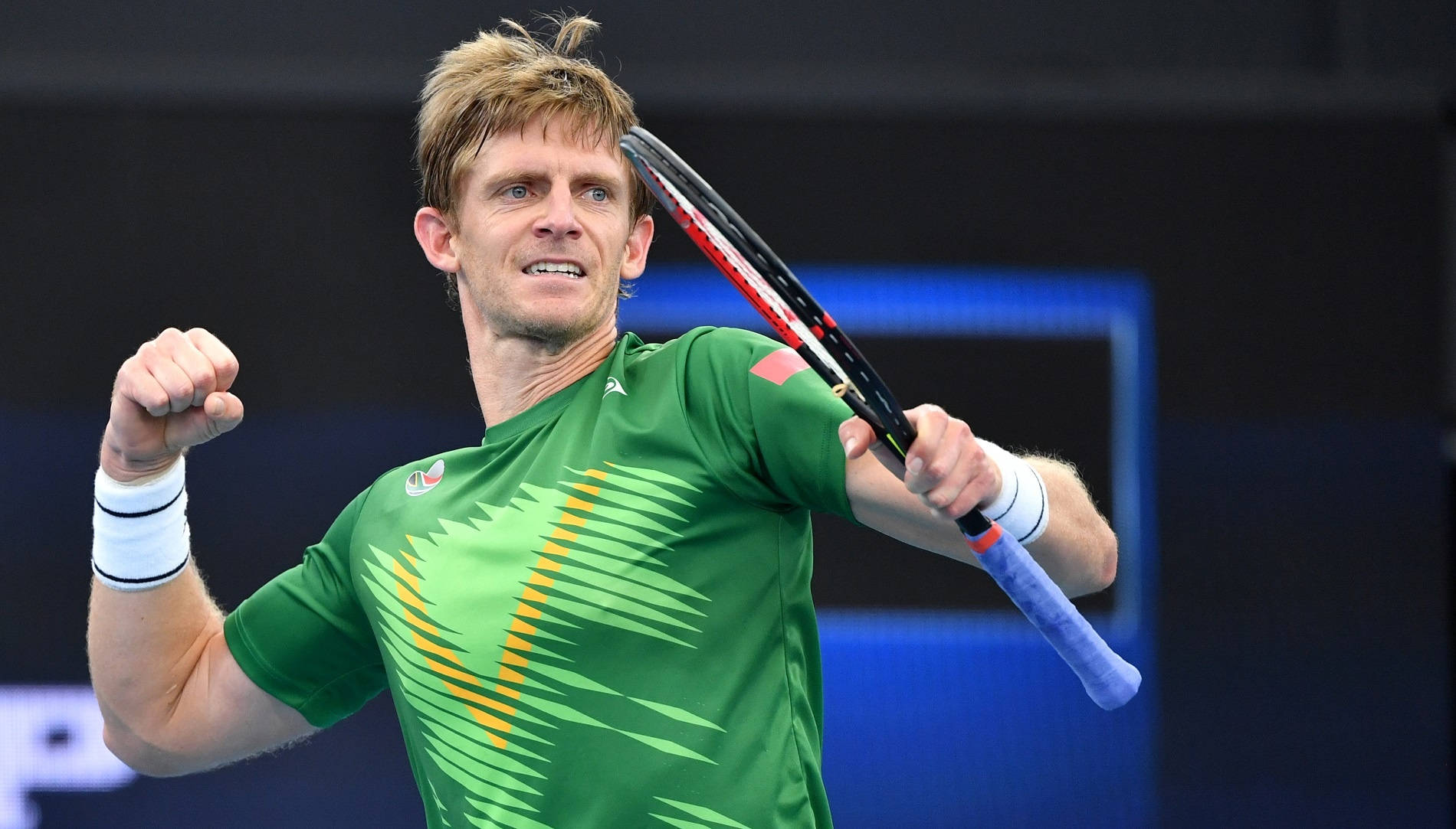 Kevin Anderson, green shirt, racket, HD Desktop Wallpaper