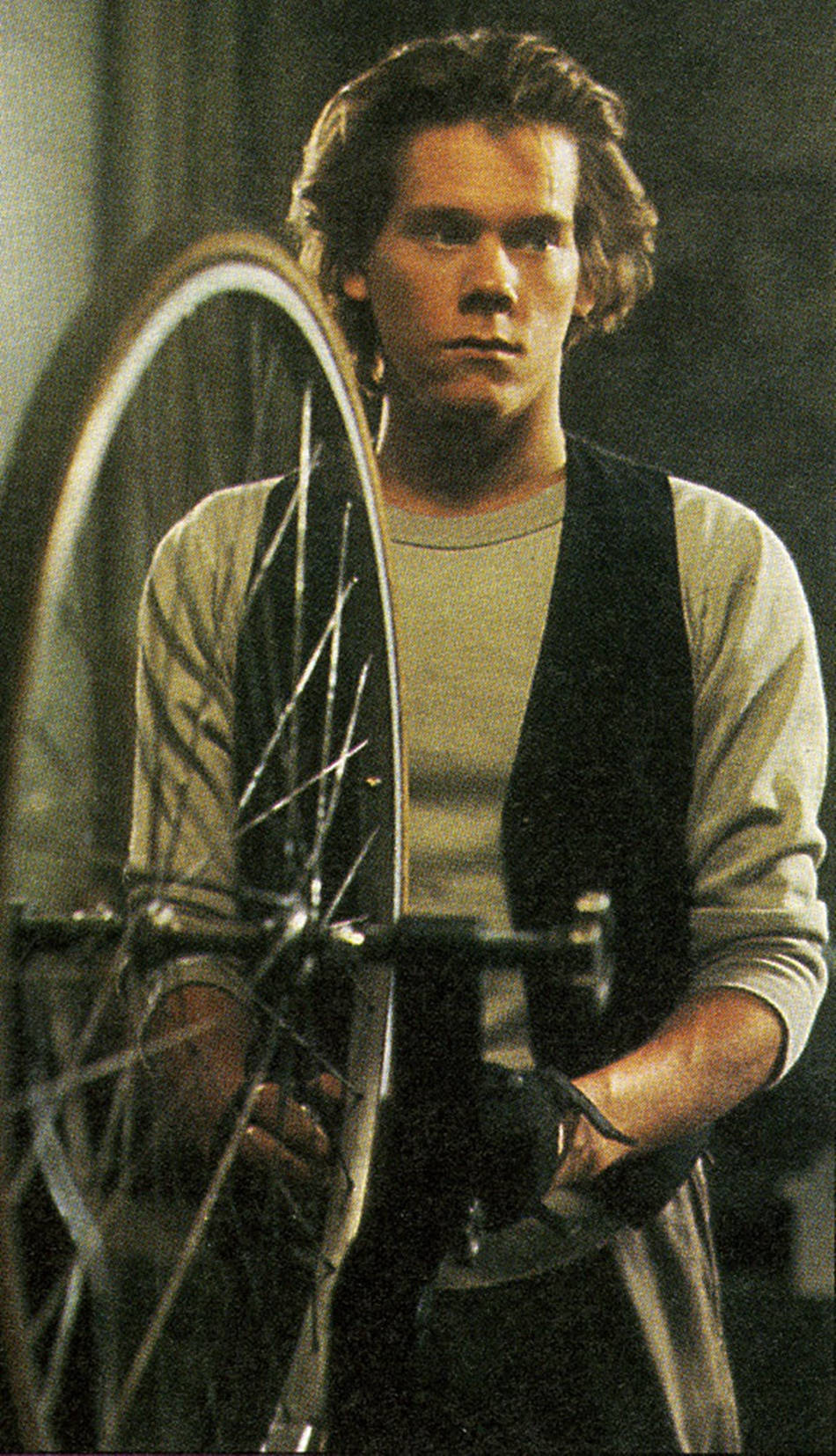 Kevin Bacon, bicycle, tousled hair, HD Phone Wallpaper