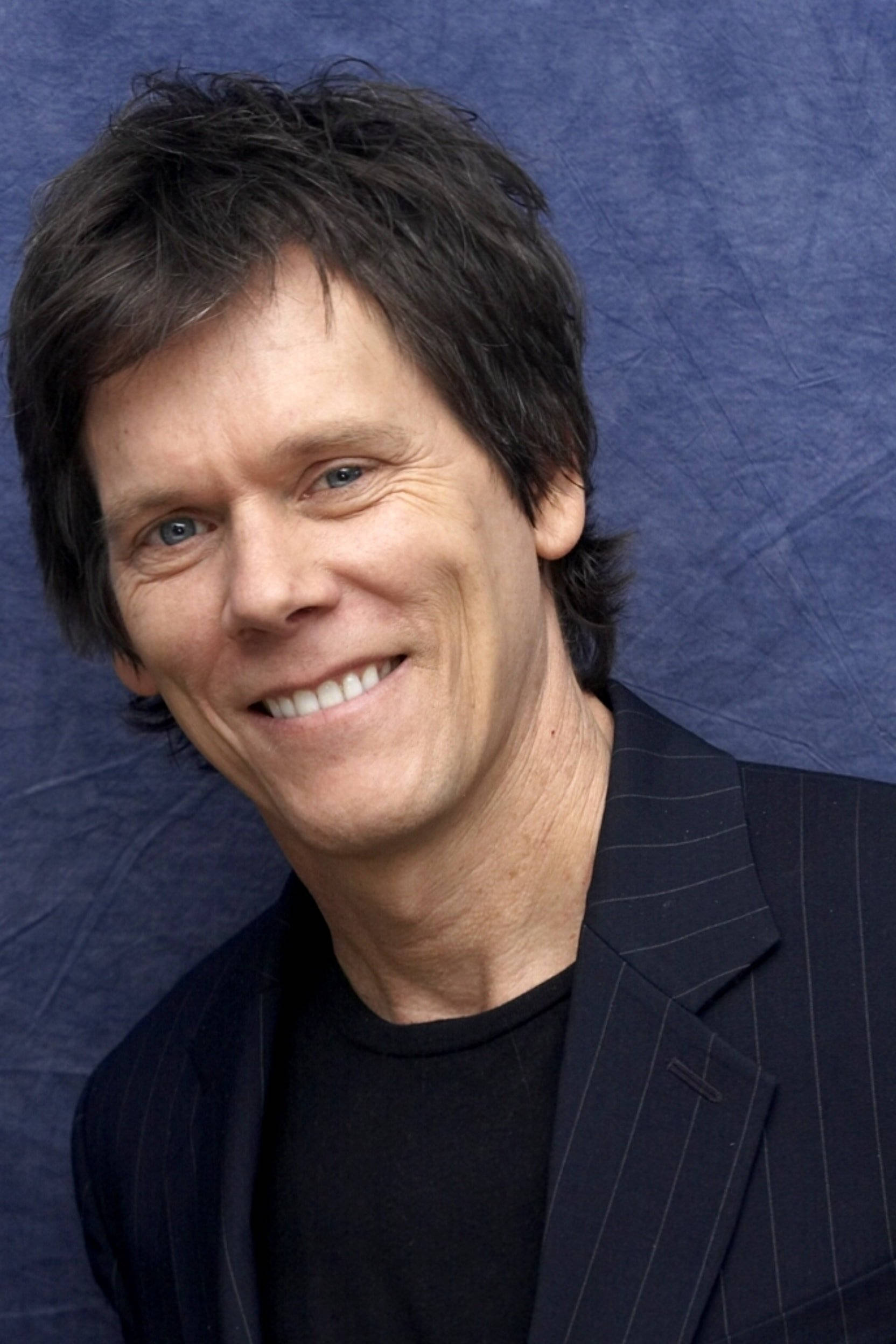 Kevin Bacon, pinstripe suit, textured blue backdrop, Full HD Phone Wallpaper