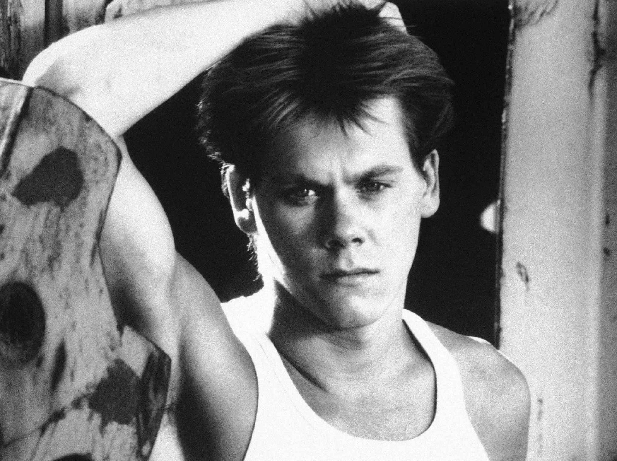 Kevin Bacon, white tank top, weathered surfboard, Full HD Desktop Wallpaper
