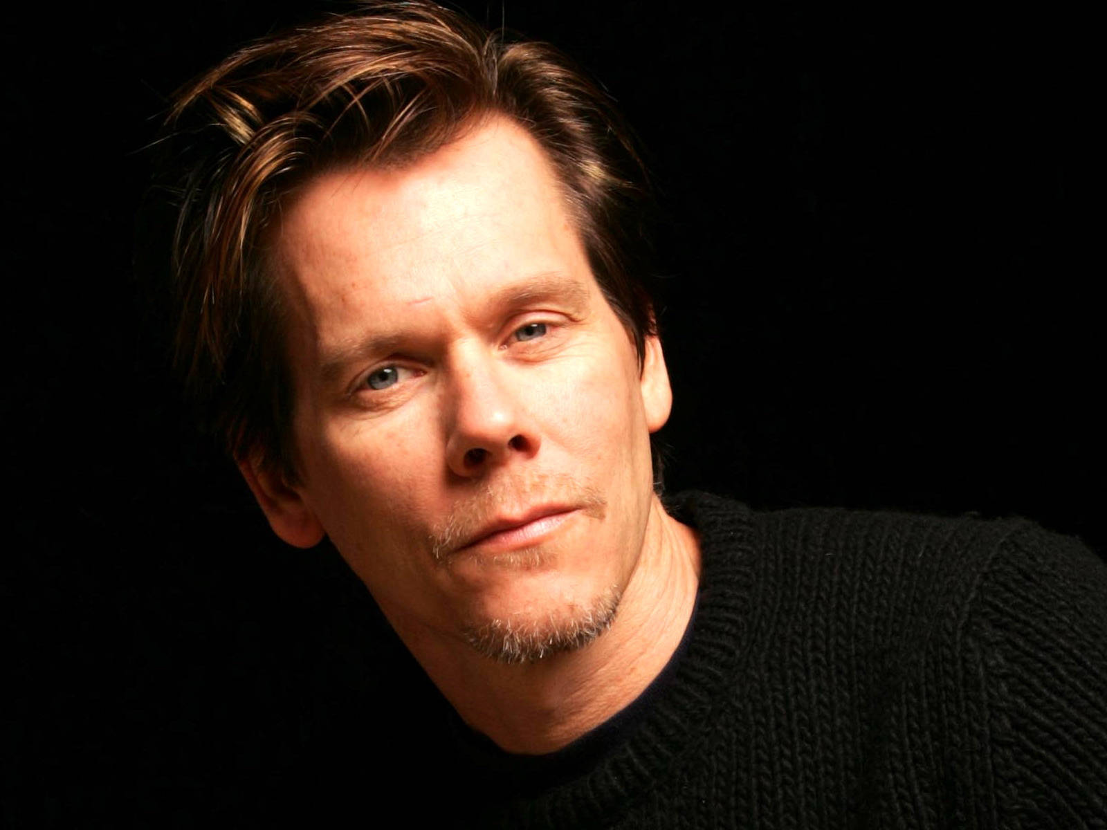 Kevin Bacon, black knit sweater, stark black background, HD Desktop Wallpaper