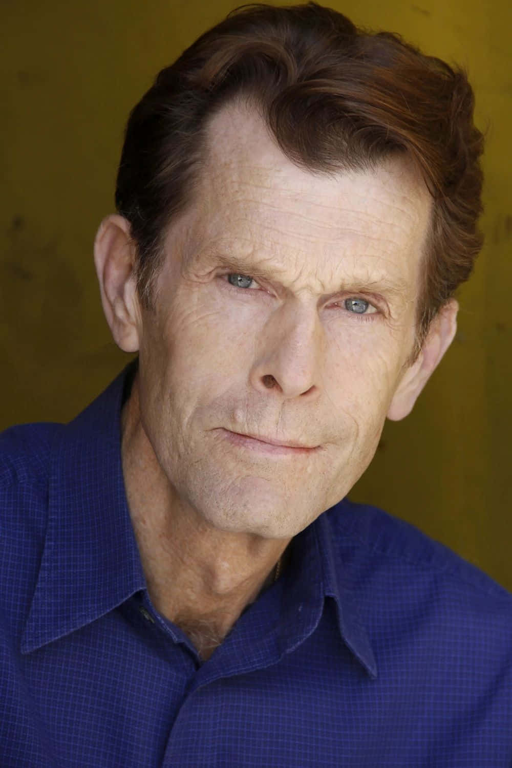 Kevin Conroy, blue checkered shirt, intense blue eyes, HD Phone Wallpaper
