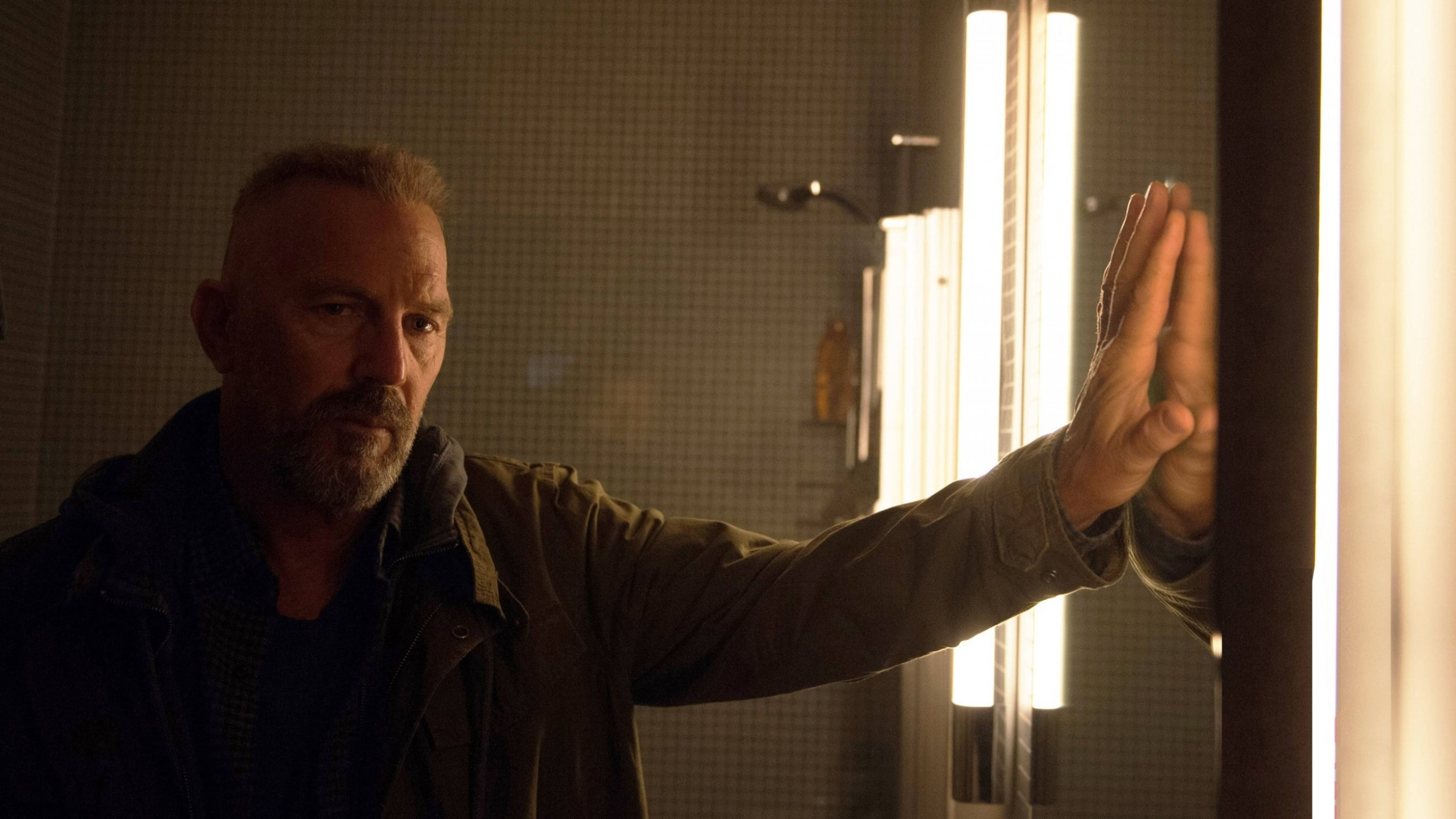 Kevin Costner, dark jacket, neon lights, 5K Desktop Wallpaper