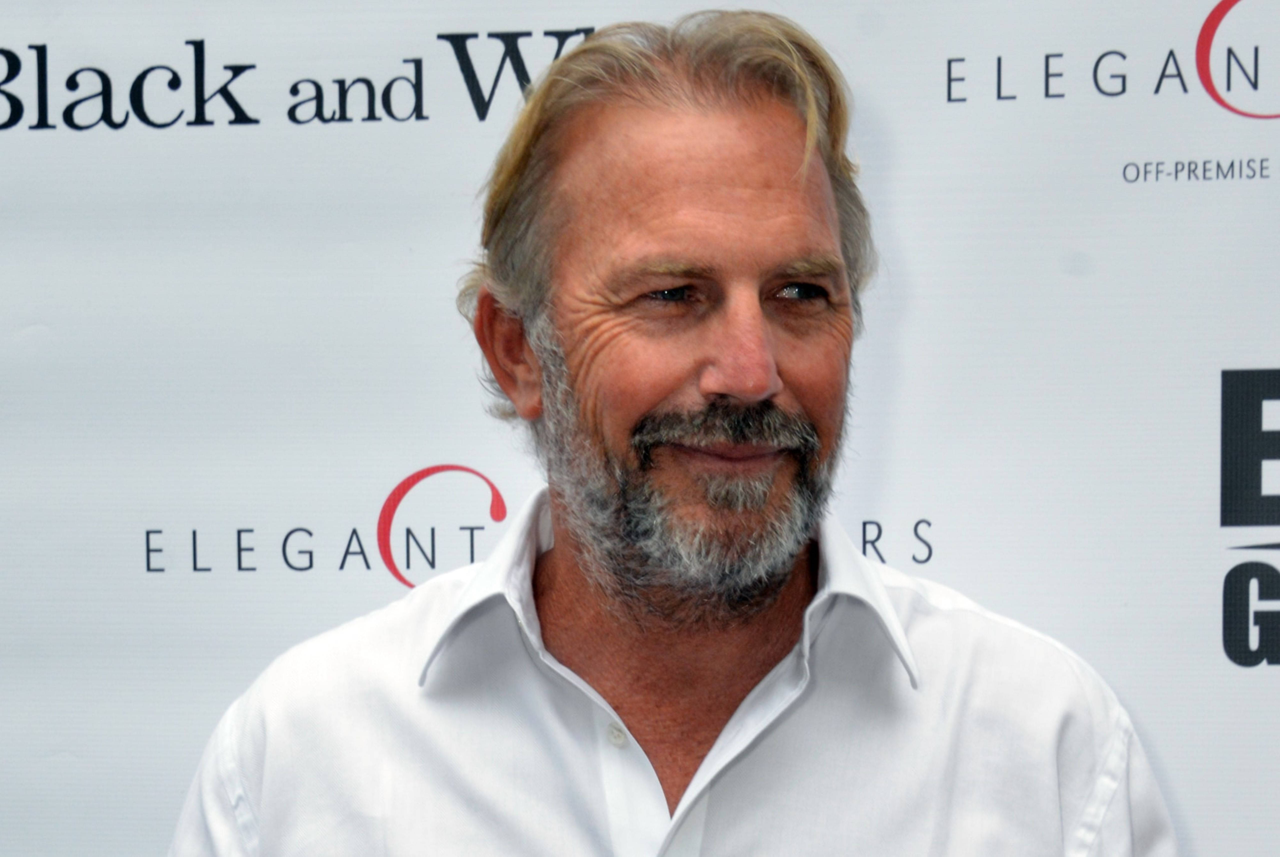Kevin Costner, black or white debut, white shirt, 5K Desktop Wallpaper