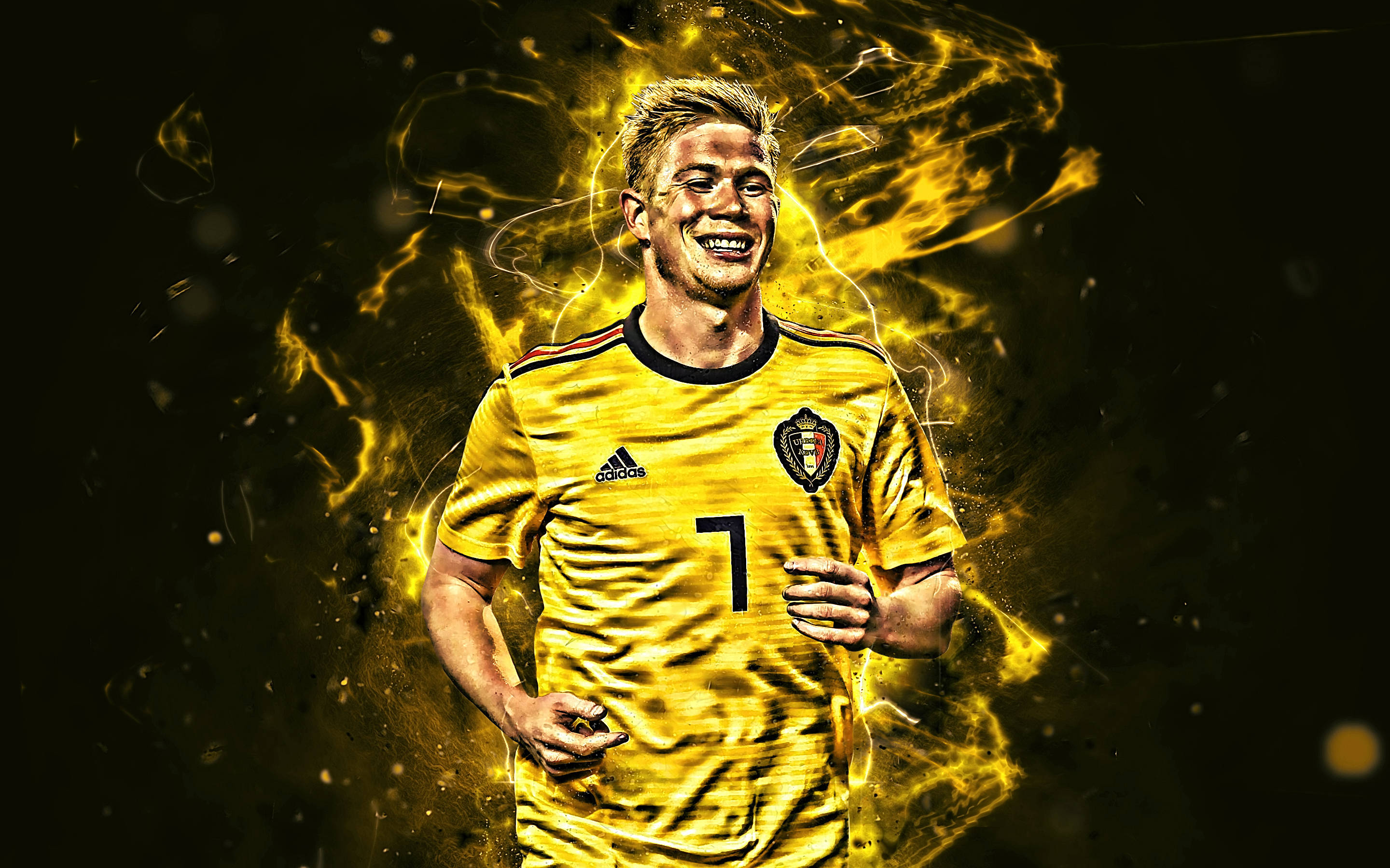Kevin De Bruyne, yellow jersey, number 7, 2K Desktop Wallpaper