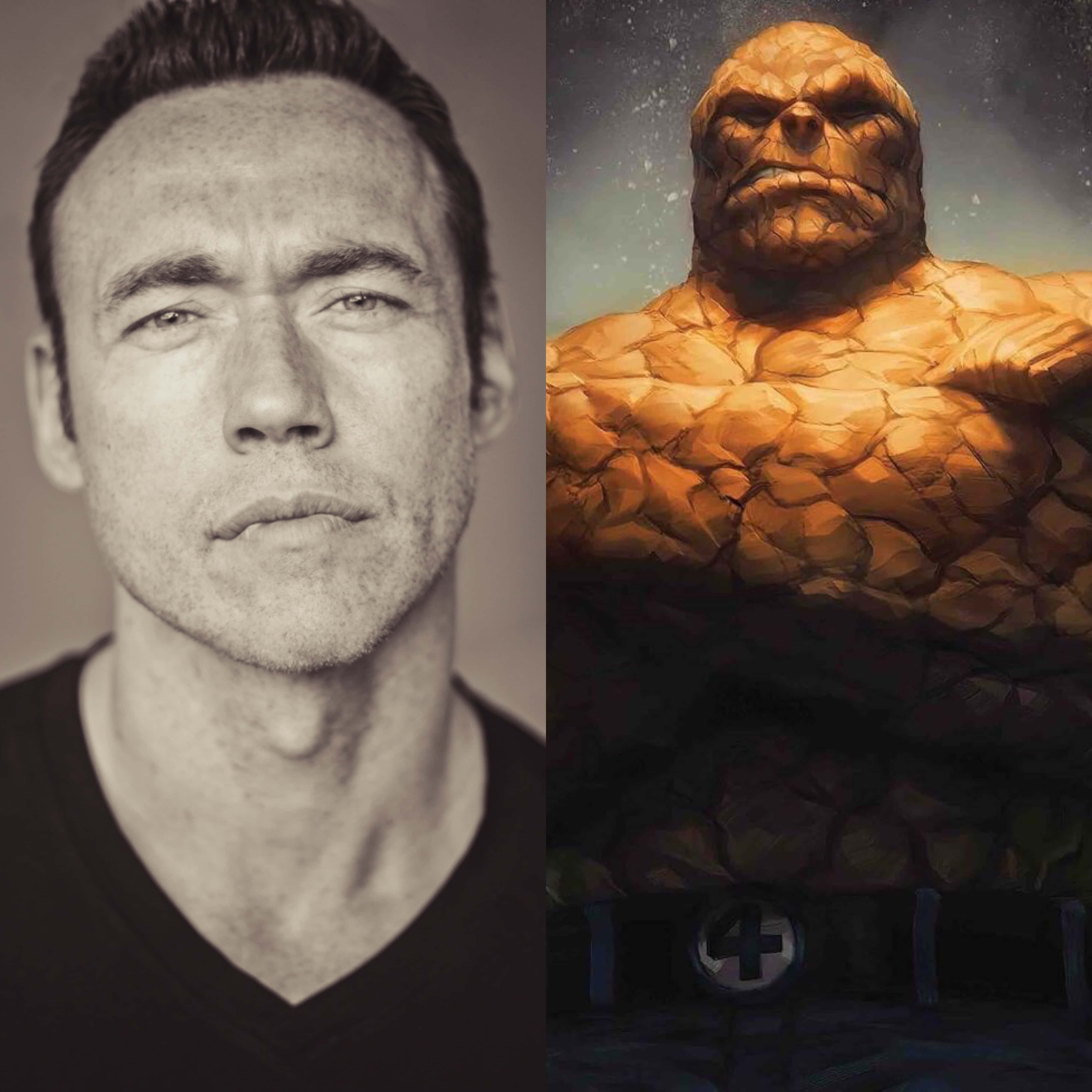 Kevin Durand, black and white portrait, illustrated rocky superhero, 4K Desktop Wallpaper