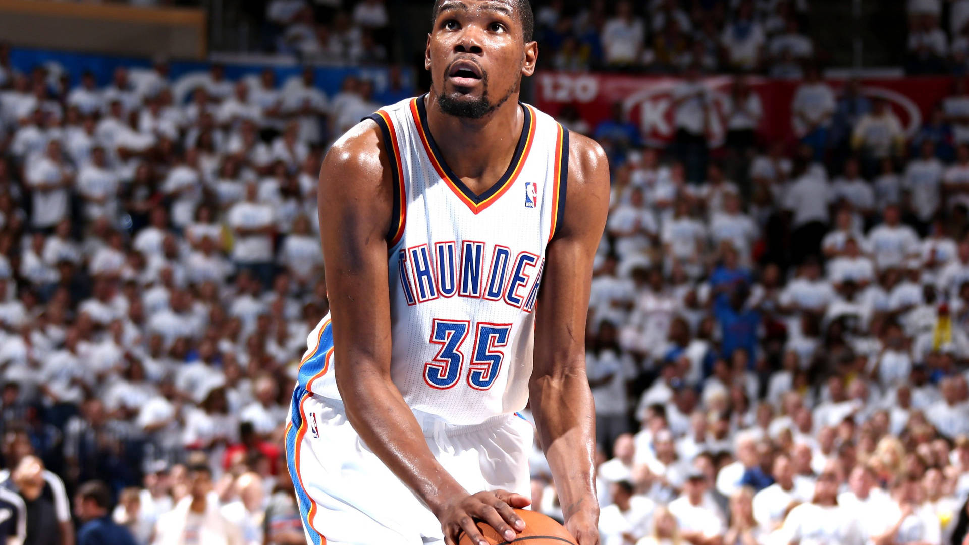 Kevin Durant, Thunder jersey, basketball player, Full HD Desktop Wallpaper