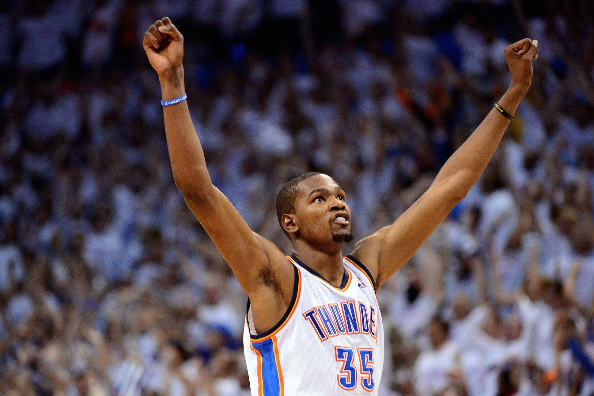 Kevin Durant, Thunder jersey, arena, Full HD Desktop Wallpaper