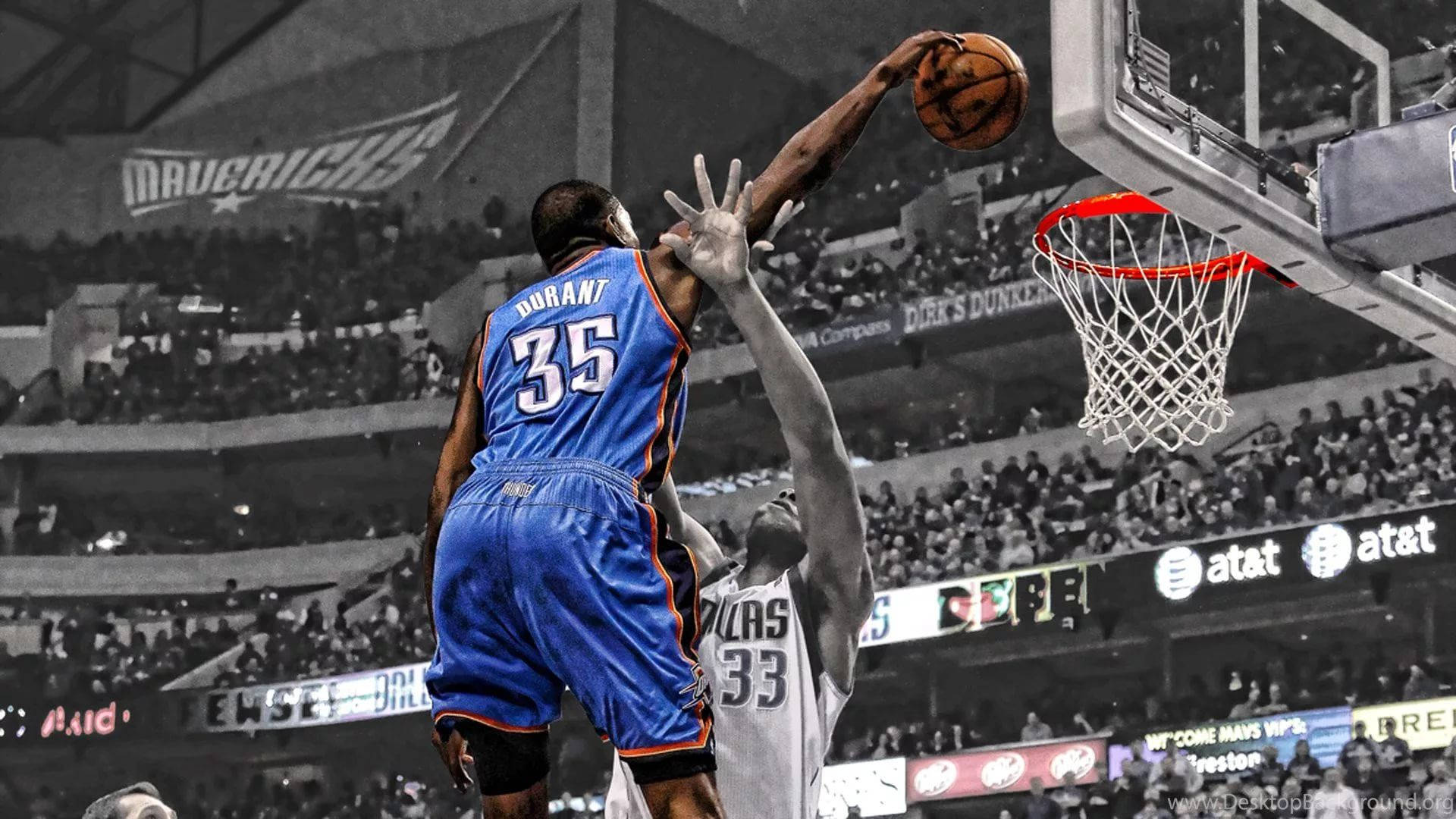 Kevin Durant, blue jersey number 35, white jersey number 33, Full HD Desktop Wallpaper