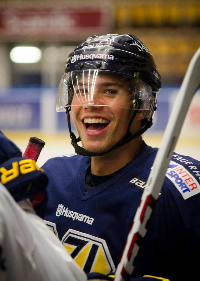 Kevin Fiala, blue Husqvarna jersey, ice hockey player, SD Phone Wallpaper