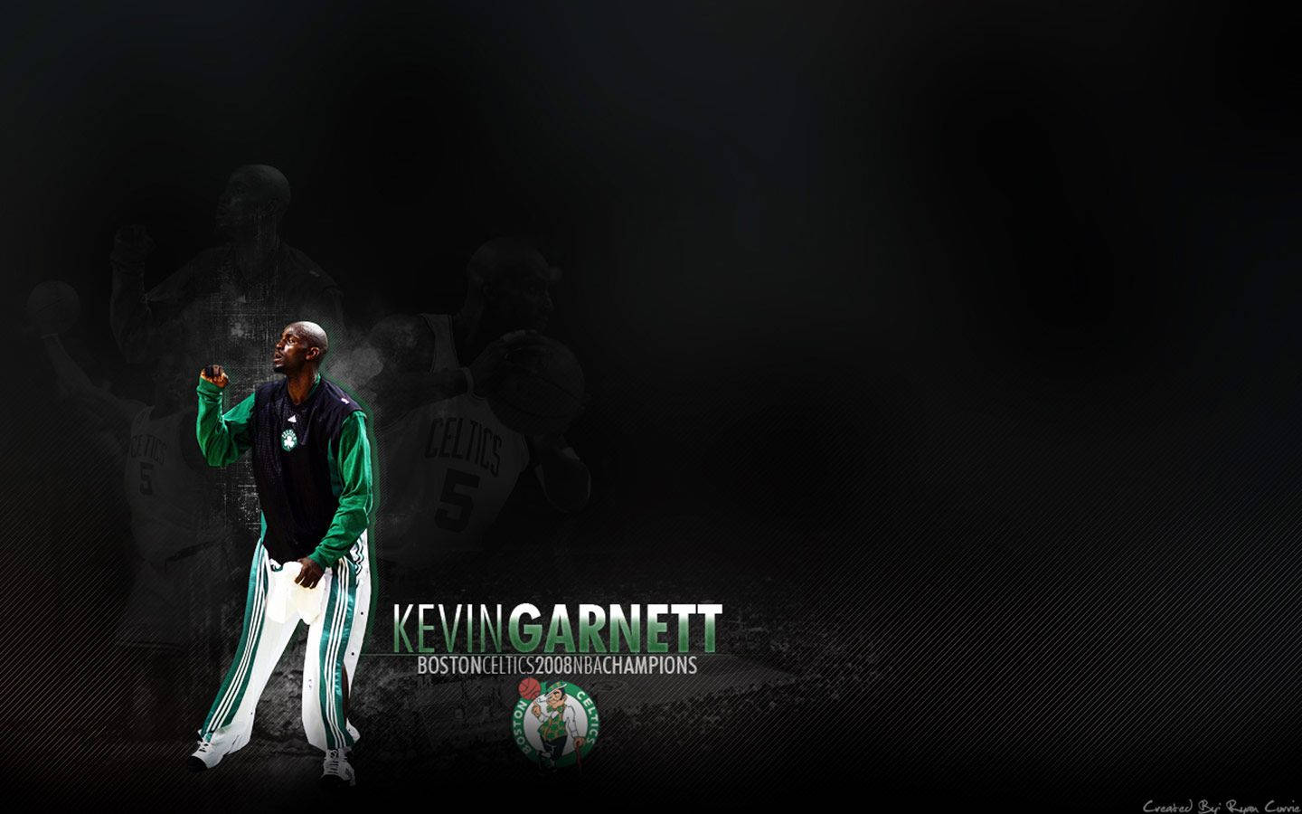 Kevin Garnett, green and white Celtics gear, dark background, HD Desktop Wallpaper
