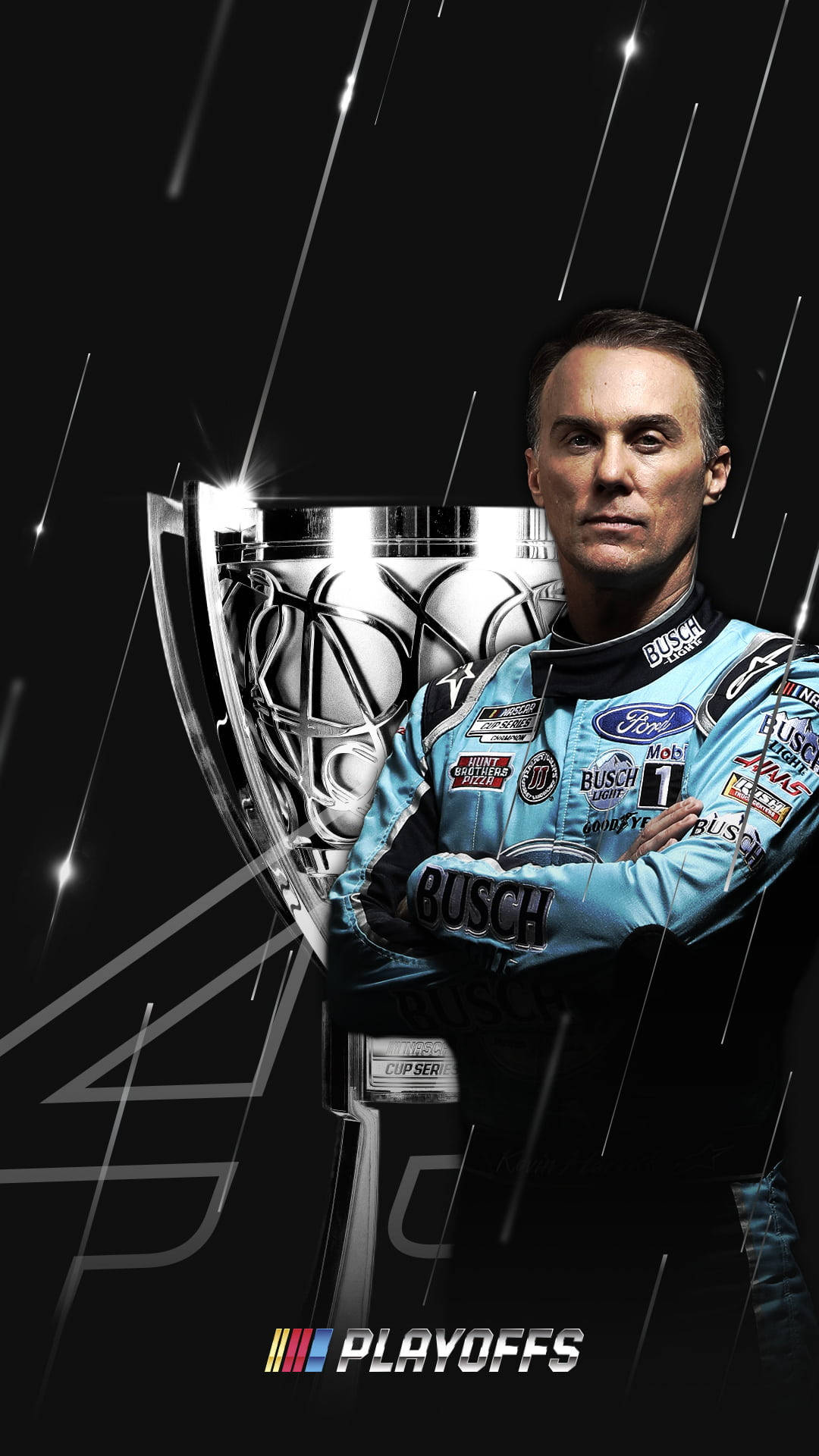 Kevin Harvick, silver trophy, light blue racing suit, Full HD Phone Wallpaper