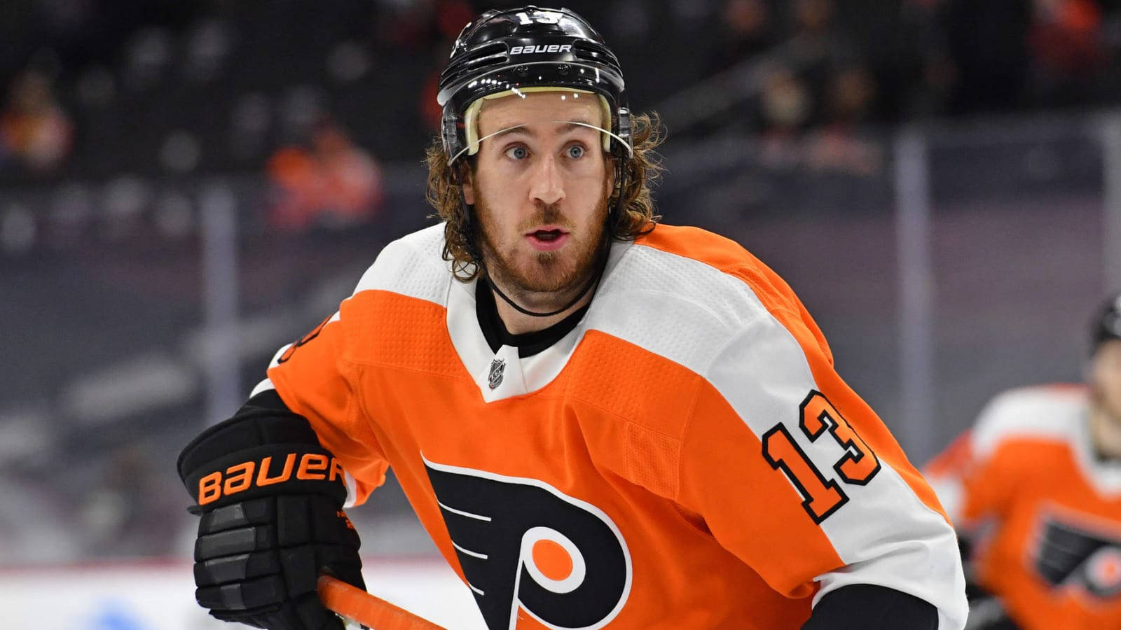 Kevin Hayes, orange and white jersey, number 13, HD Desktop Wallpaper