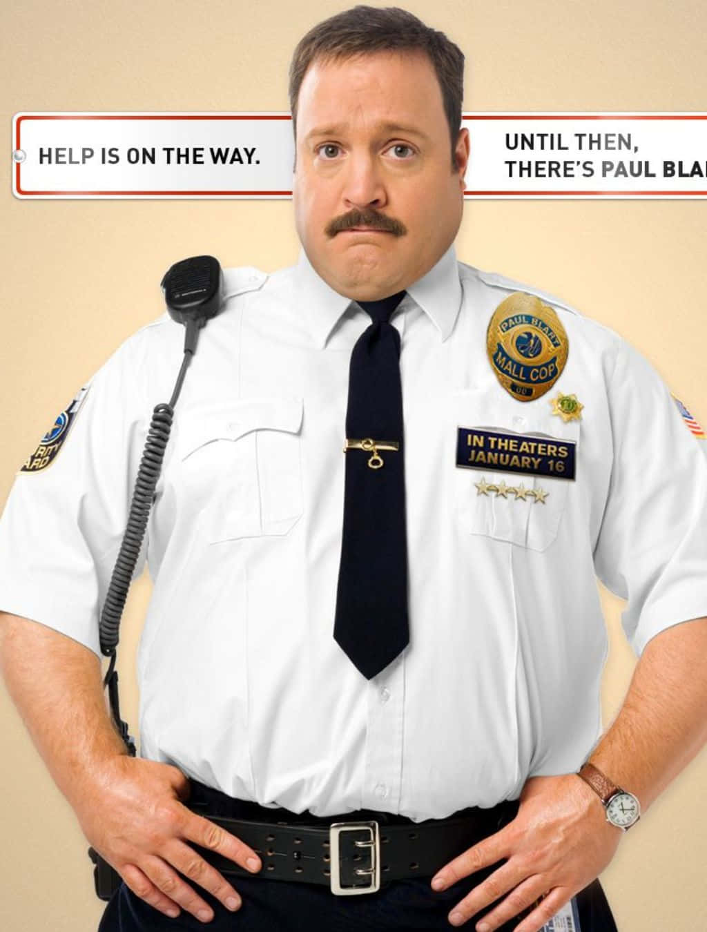 Kevin James, mall cop uniform, mustache, HD Phone Wallpaper
