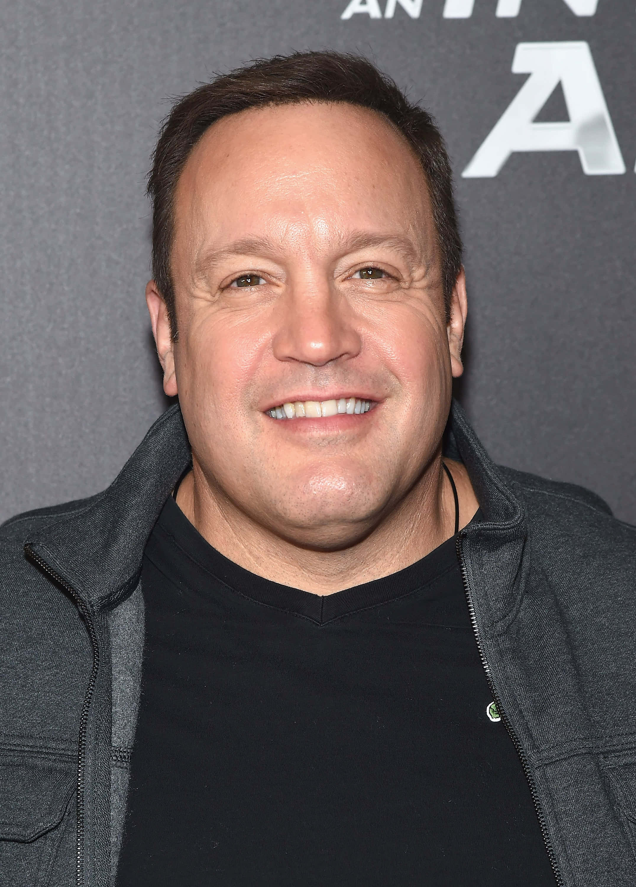 Kevin James, black t-shirt, gray zip-up jacket, 2K Phone Wallpaper