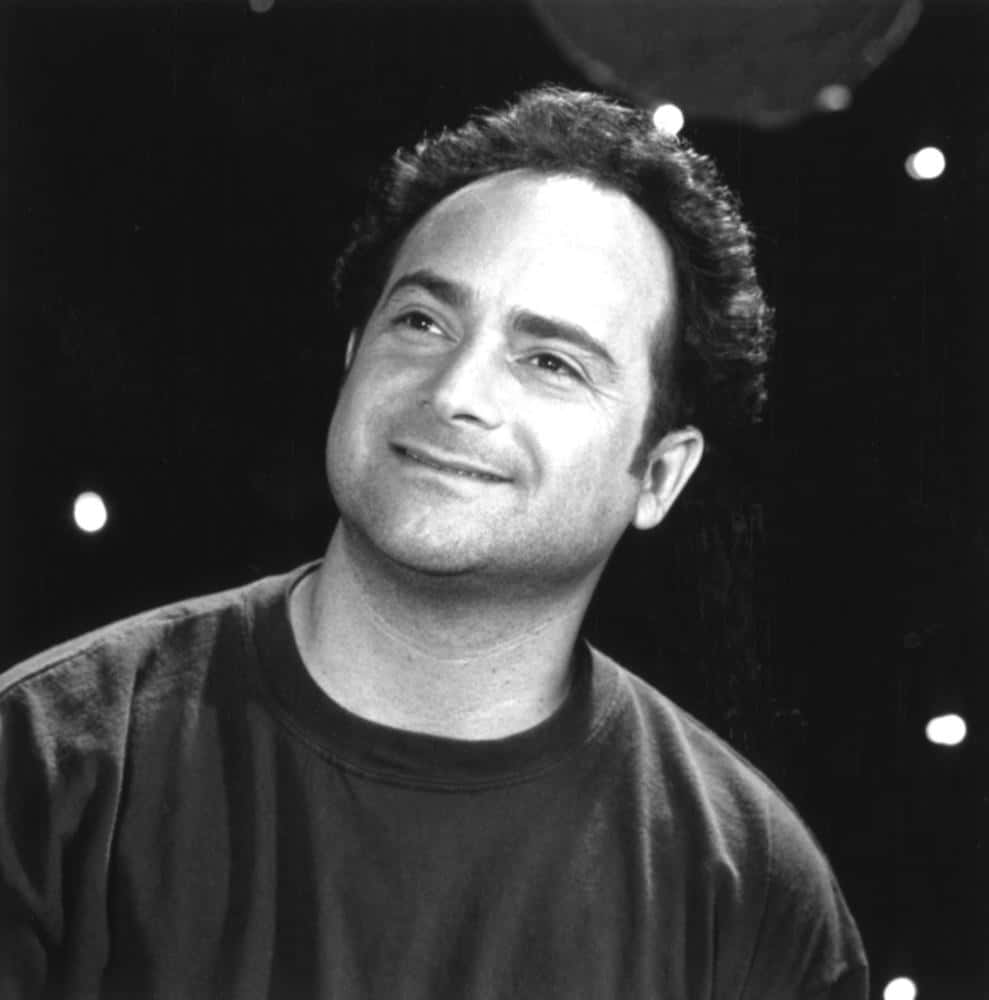 Kevin Pollak, black and white portrait, smiling man, SD Phone Wallpaper