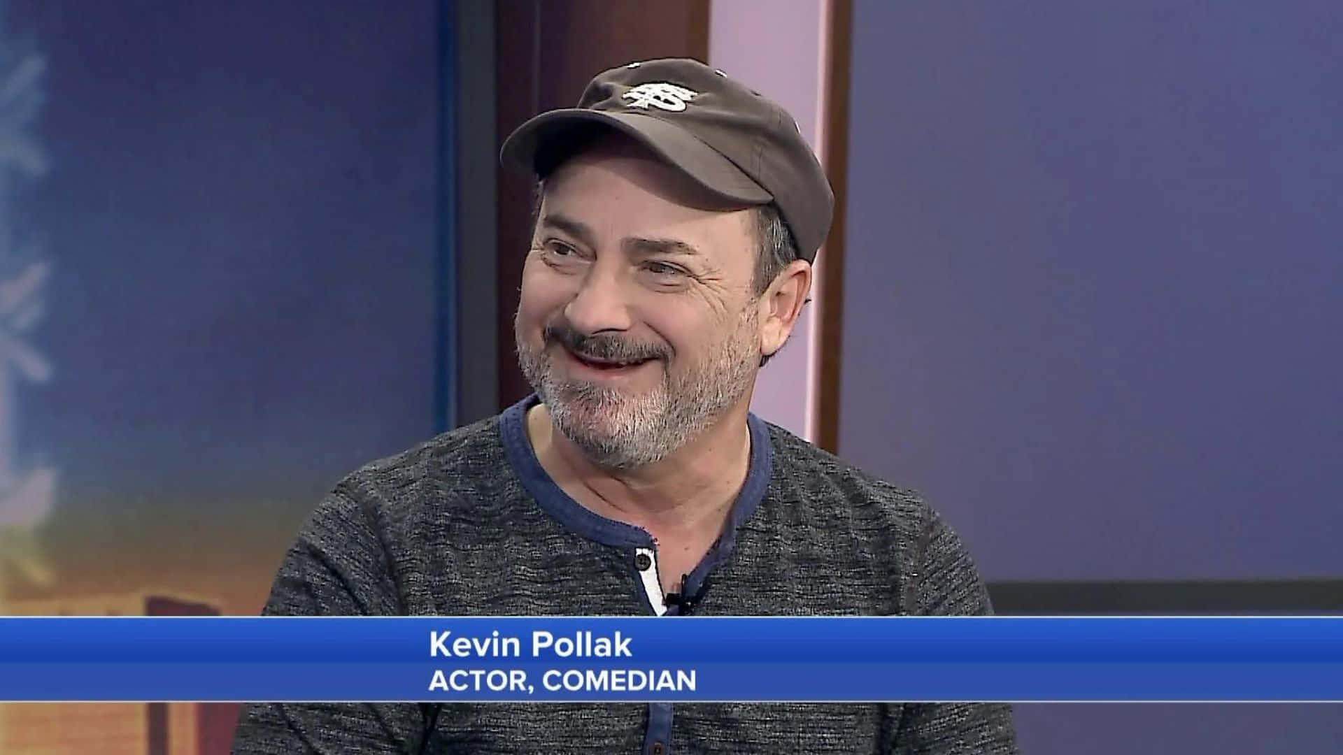 Kevin Pollak, brown cap, gray sweater, Full HD Desktop Wallpaper
