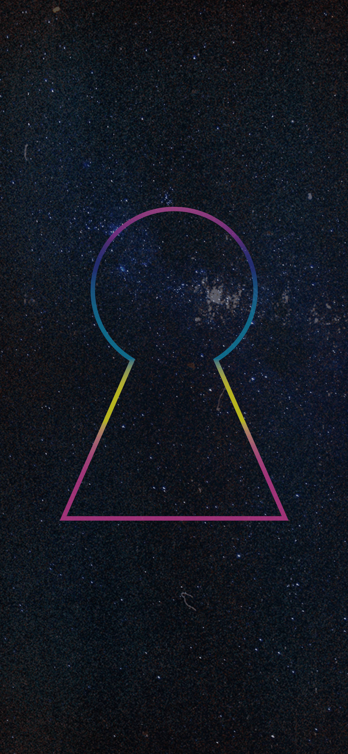 keyhole, rainbow outline, starry cosmic night sky, Full HD Phone Wallpaper