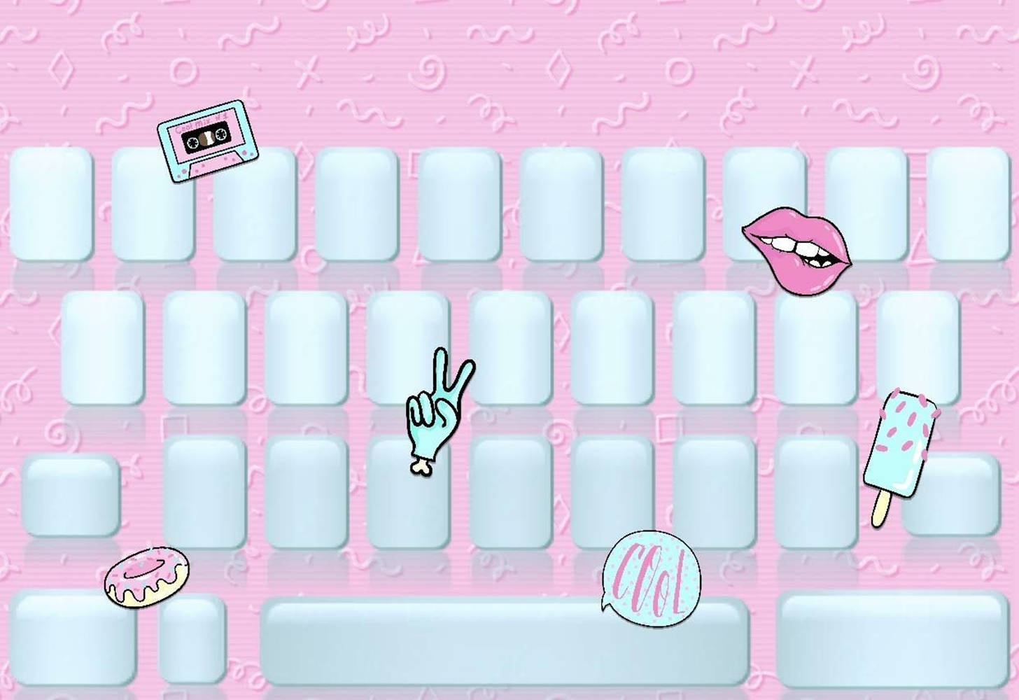 pastel pink, playful stickers, lips, HD Desktop Wallpaper