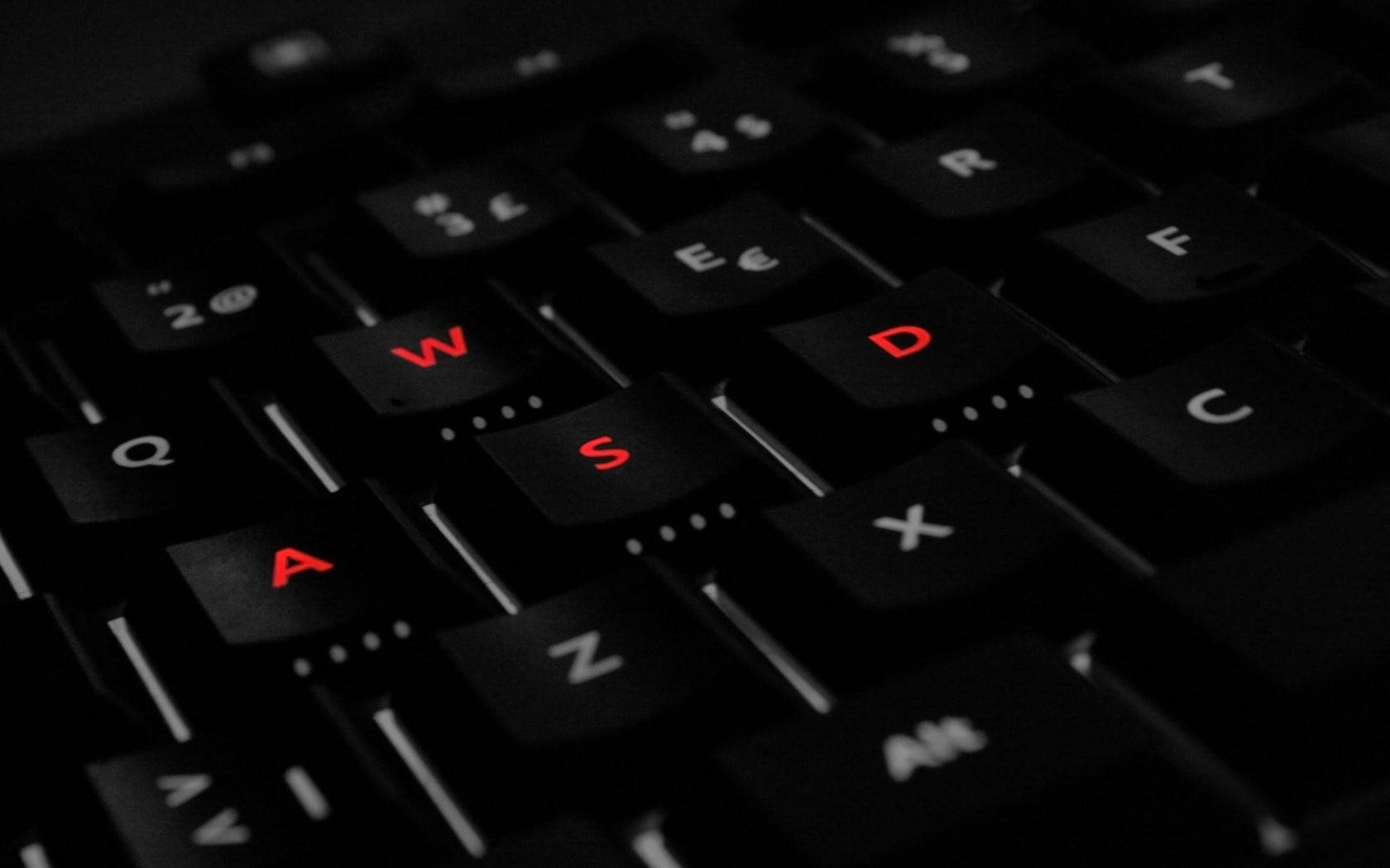 WASD, black keyboard, glowing red WASD keys, HD Desktop Wallpaper