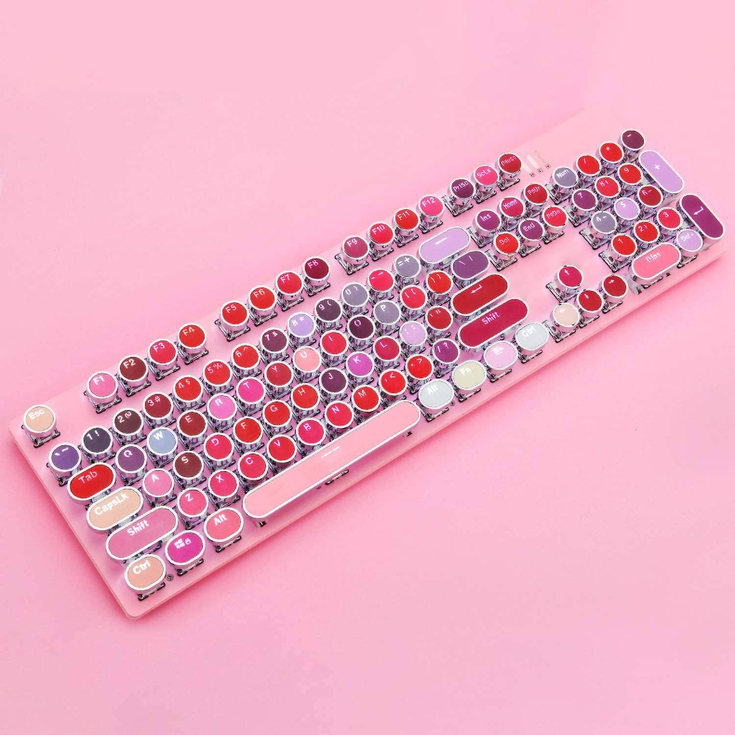 mechanical keyboard, round keycaps, pastel pink, HD Desktop Wallpaper