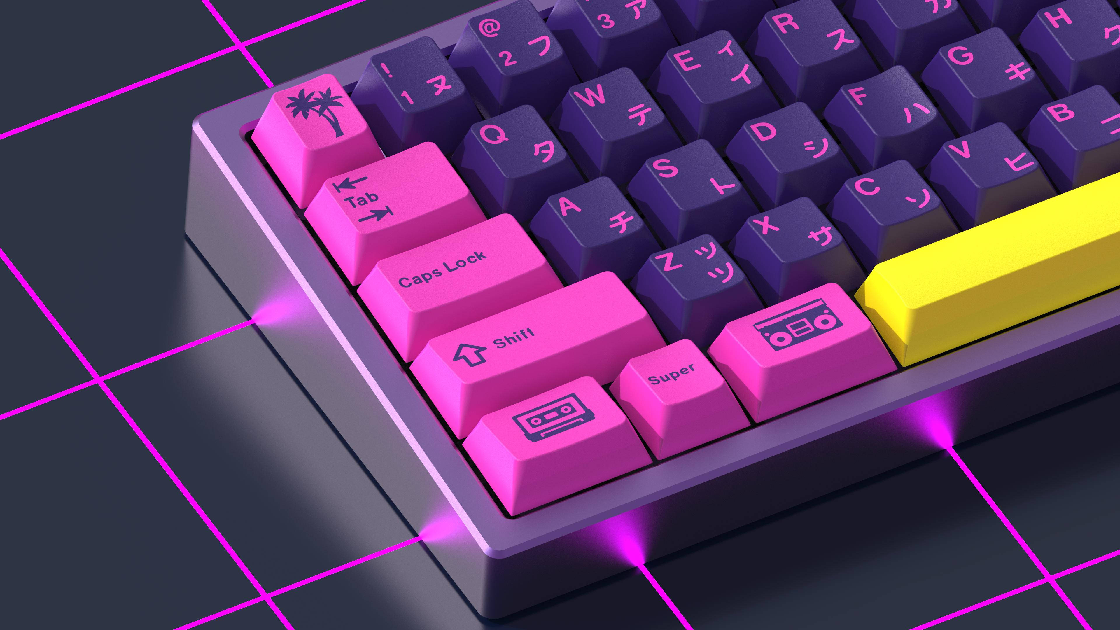 pink, purple, mechanical keyboard, 4K Desktop Wallpaper