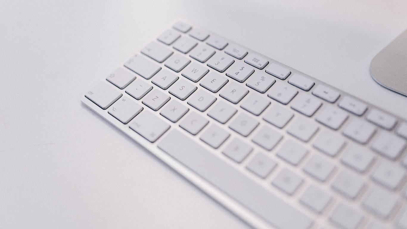 white wireless mac keyboard, sleek, white surface, HD Desktop Wallpaper