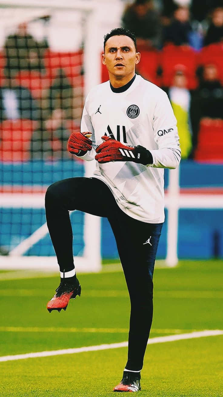 Keylor Navas, white training gear, vibrant green pitch, HD Phone Wallpaper