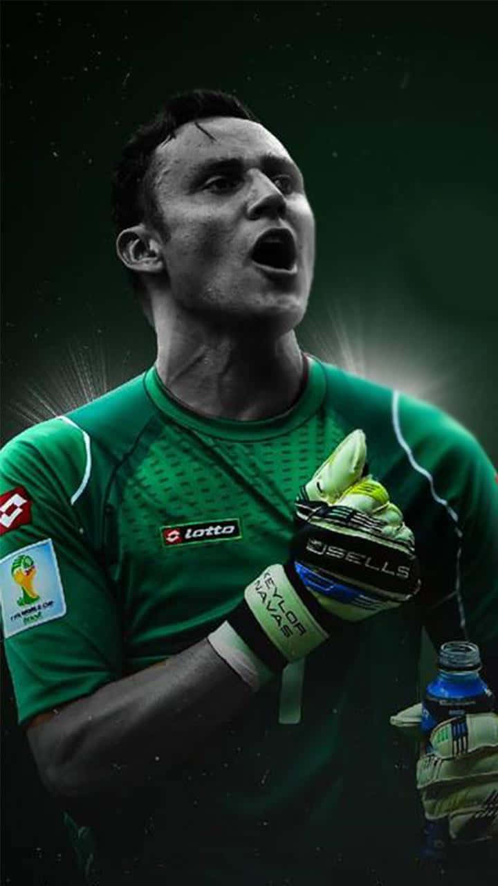 Keylor Navas, green jersey, water bottle, HD Phone Wallpaper