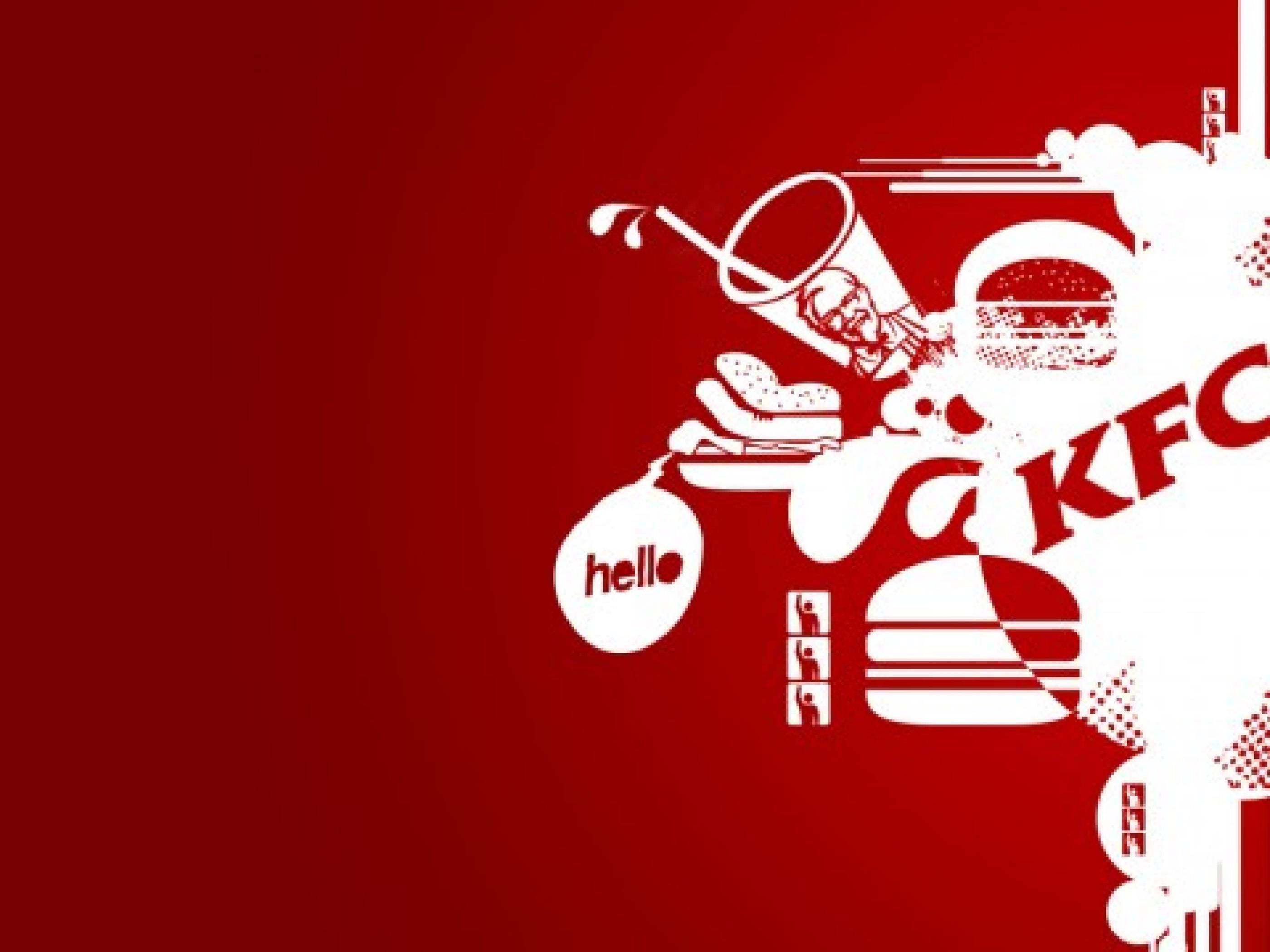 KFC, red background, white KFC logo, 2K Desktop Wallpaper