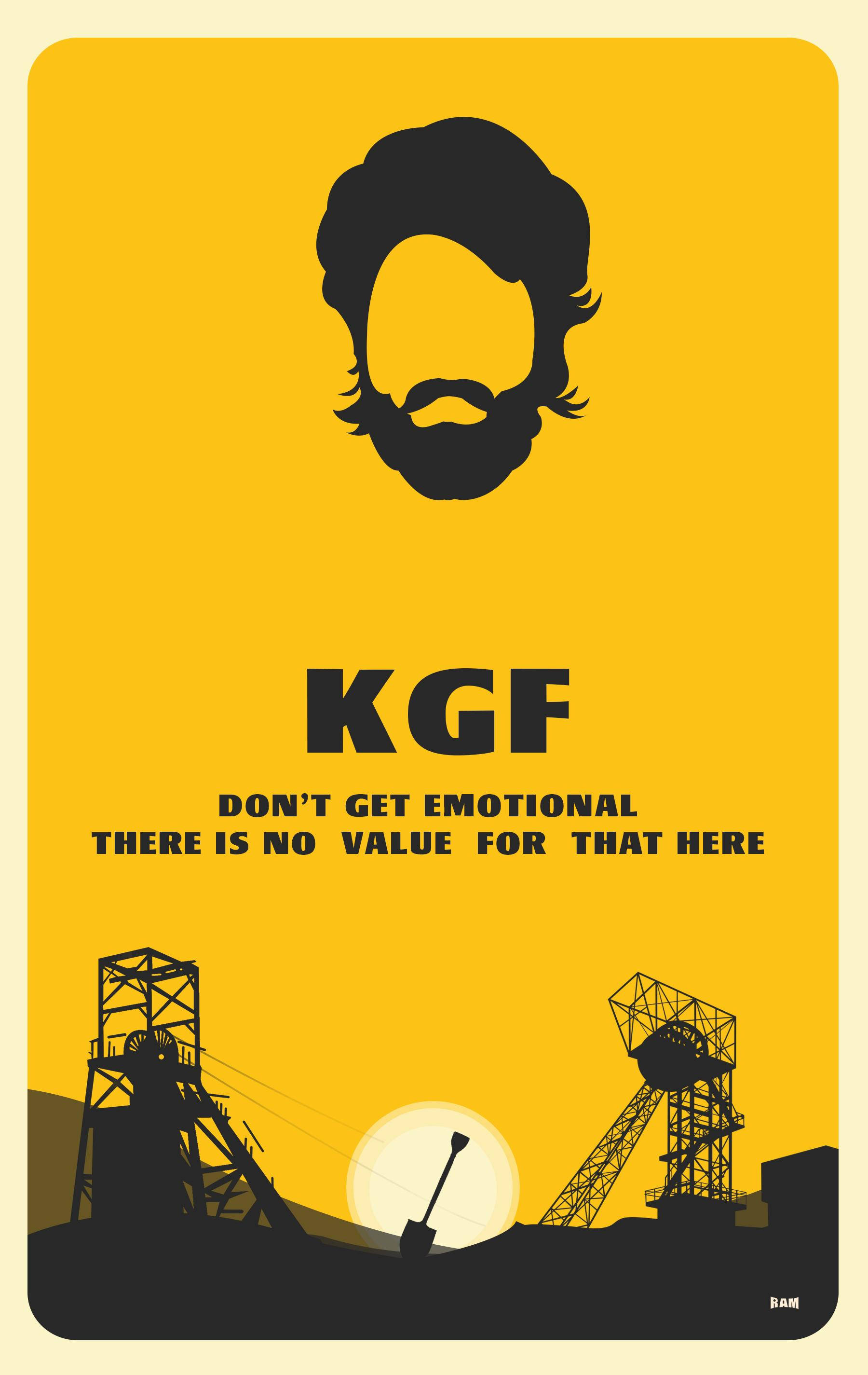 K.G.F 2, yellow, black silhouette, 2K Phone Wallpaper
