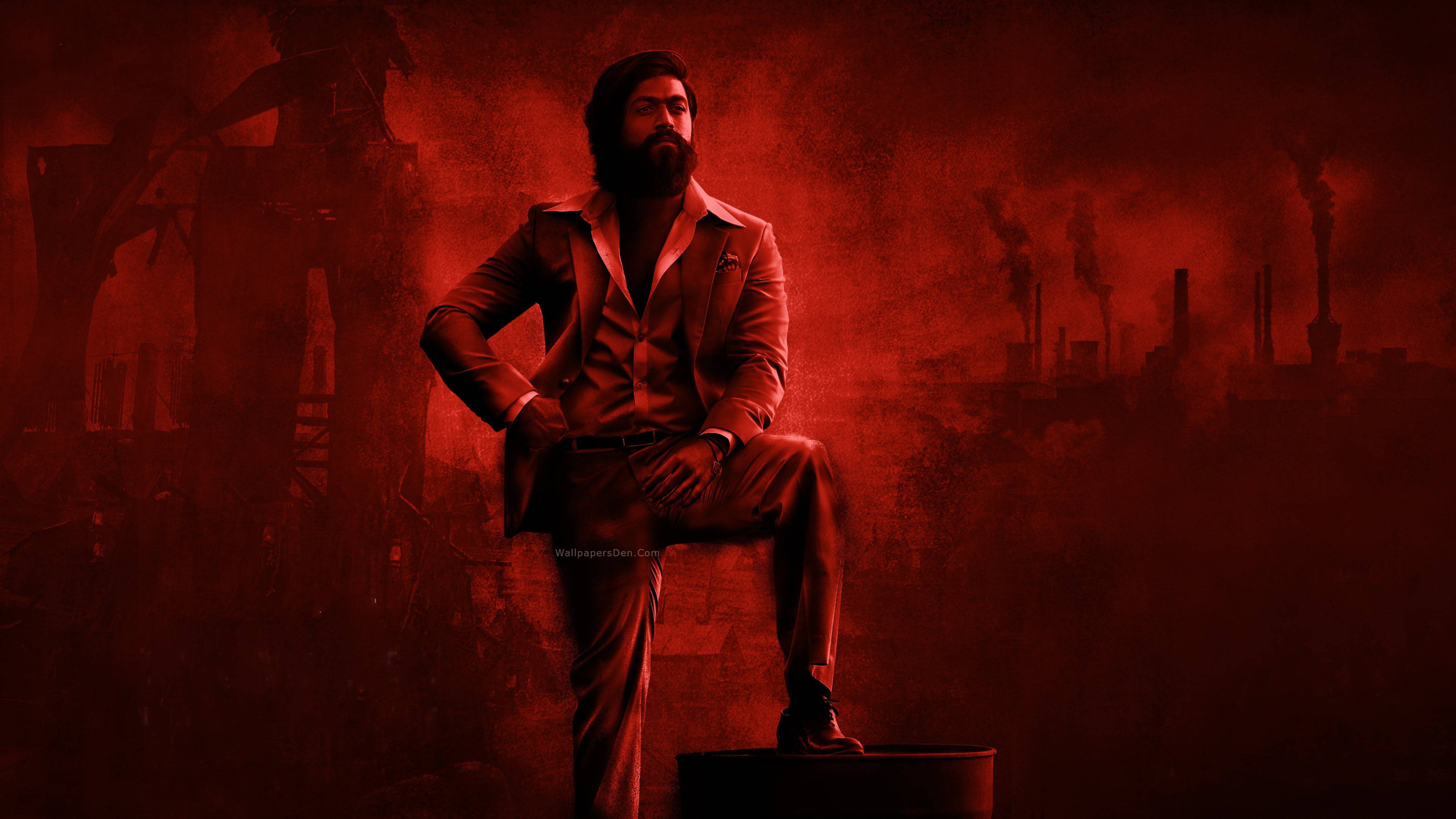 KGF 4K, red, bearded man, 4K Desktop Wallpaper