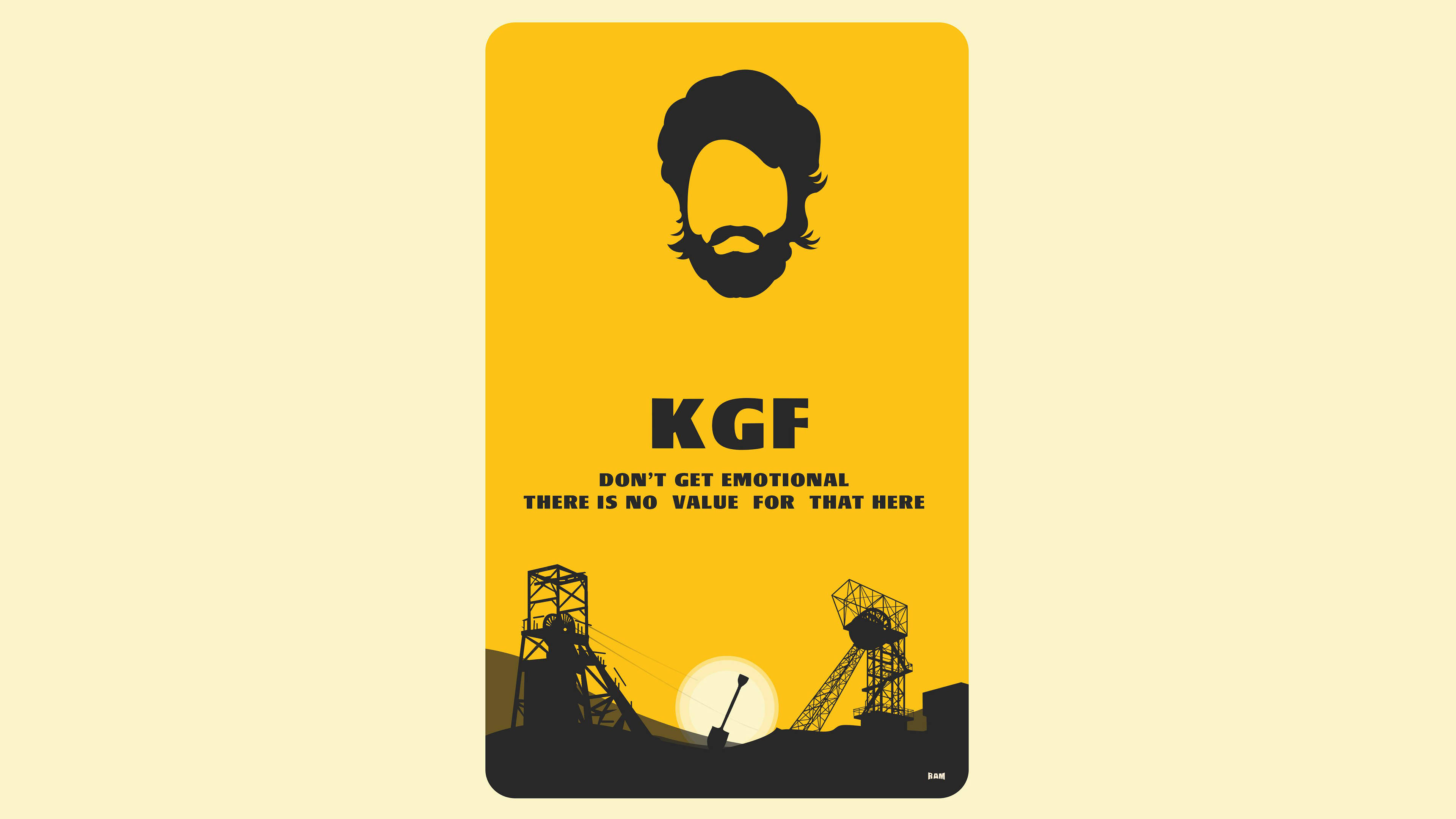 KGF 4K, yellow, black silhouette, 4K Desktop Wallpaper