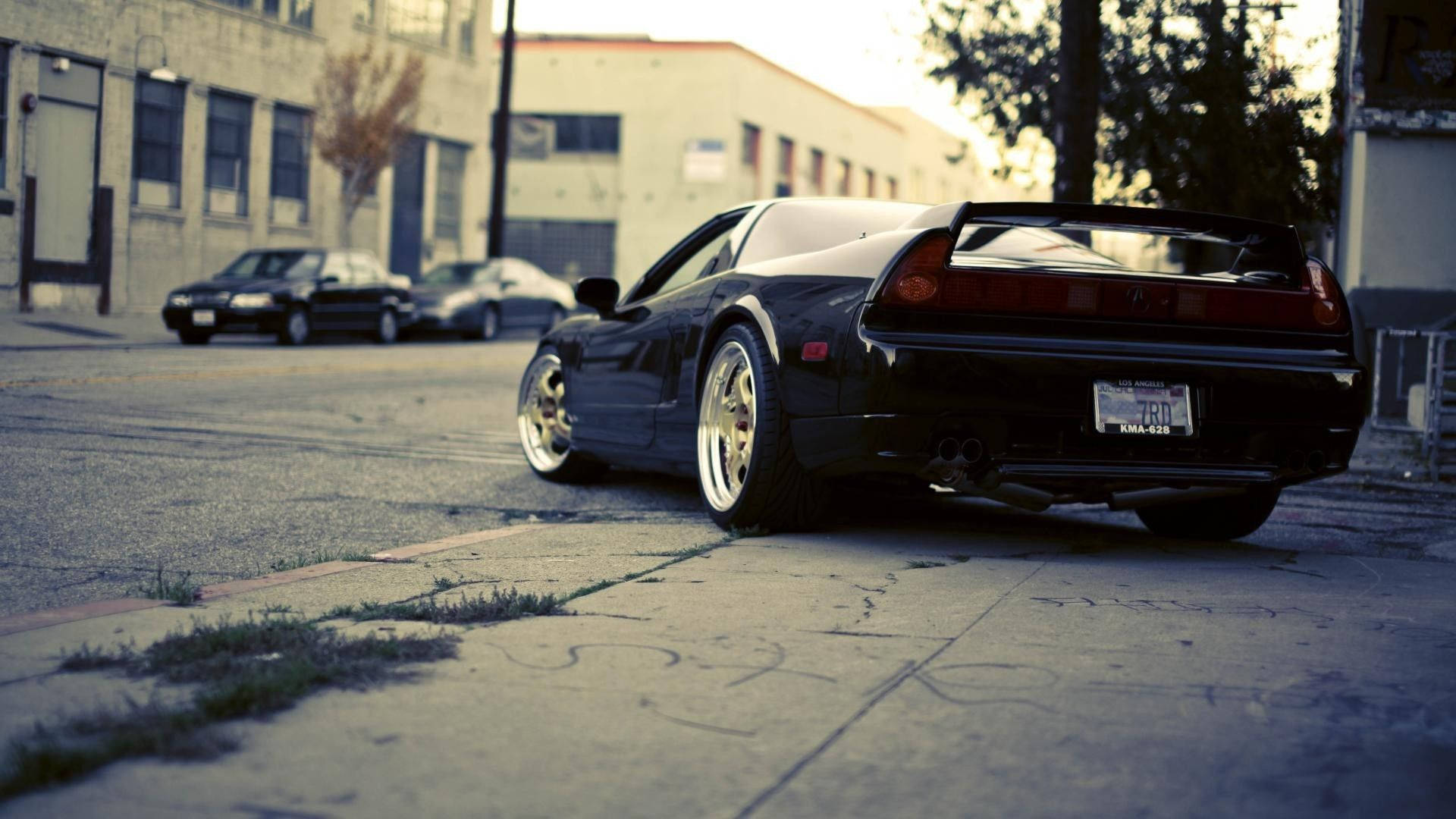 1992 Acura NSX, black, gold rims, Full HD Desktop Wallpaper