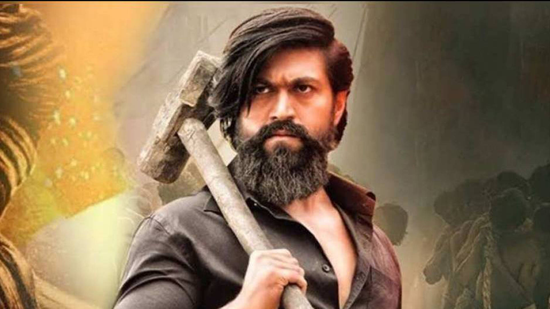 KGF Chapter 2, bearded man, intense eyes, Full HD Desktop Wallpaper