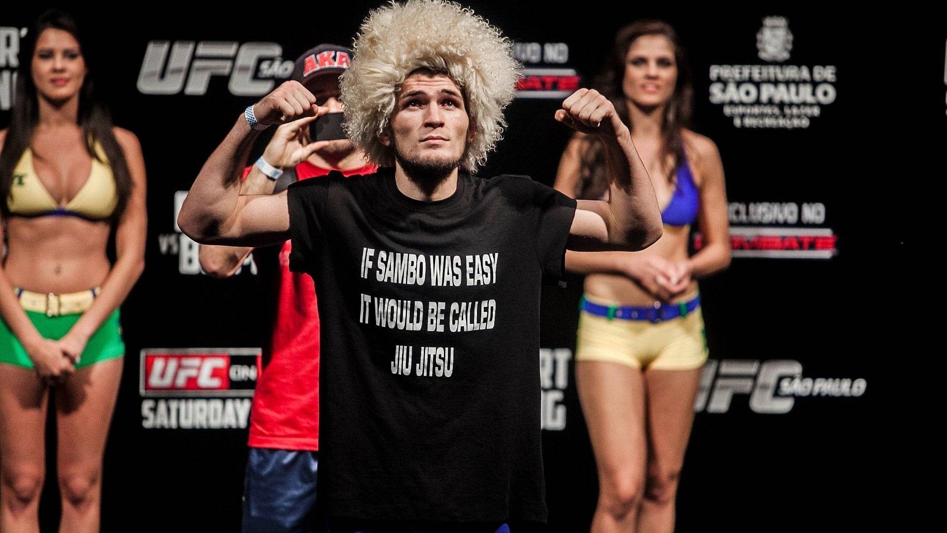 Khabib Nurmagomedov, muscle, MMA pose, Full HD Desktop Wallpaper