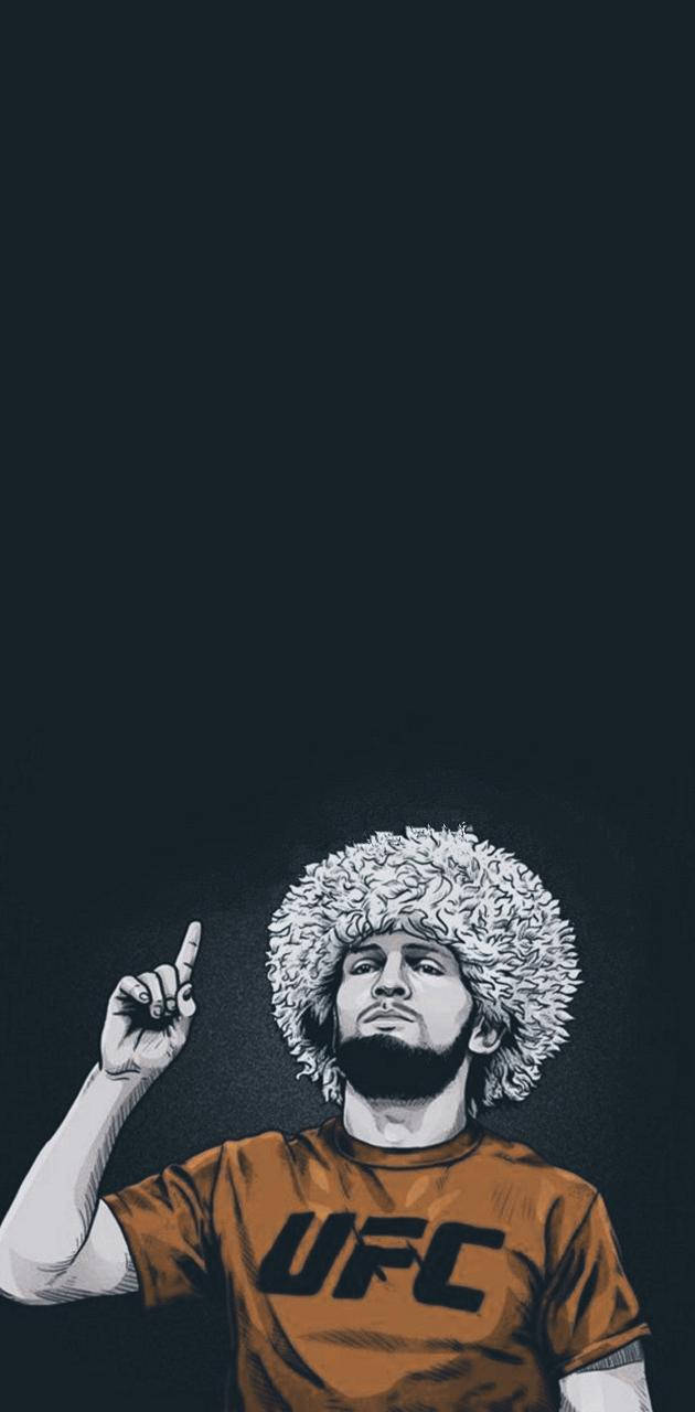 Khabib Nurmagomedov, curly afro, orange UFC t-shirt, HD Phone Wallpaper