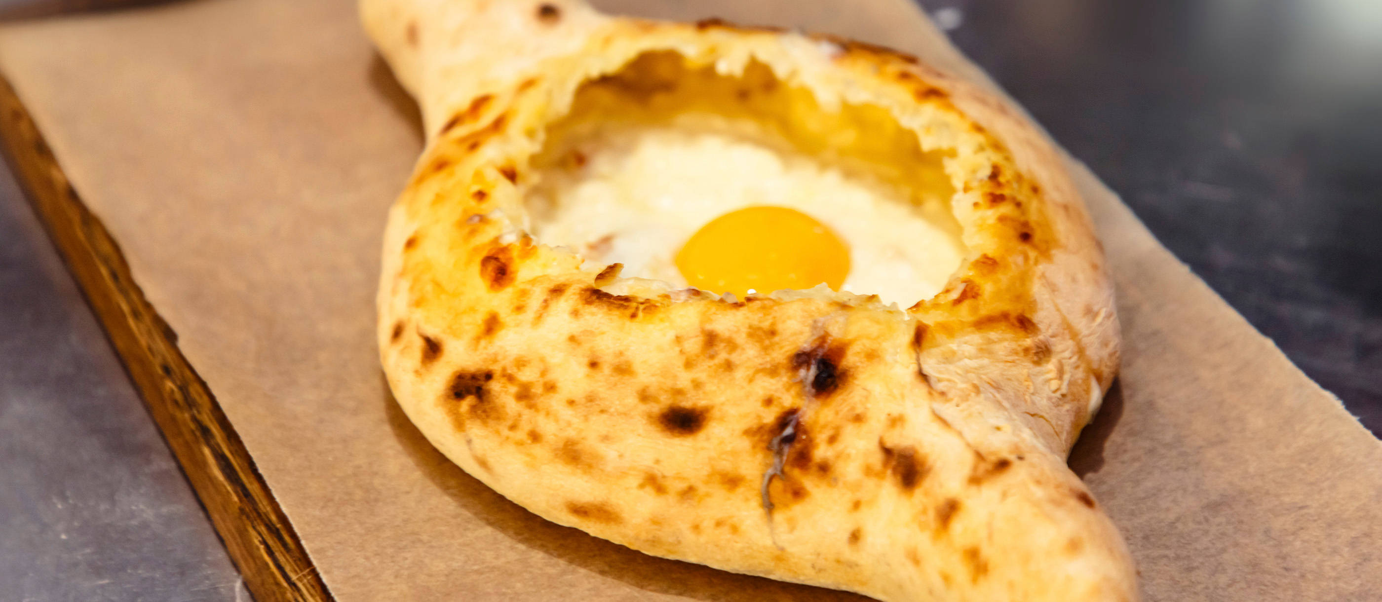 khachapuri, runny egg yolk, golden brown bread, 2K Desktop Wallpaper