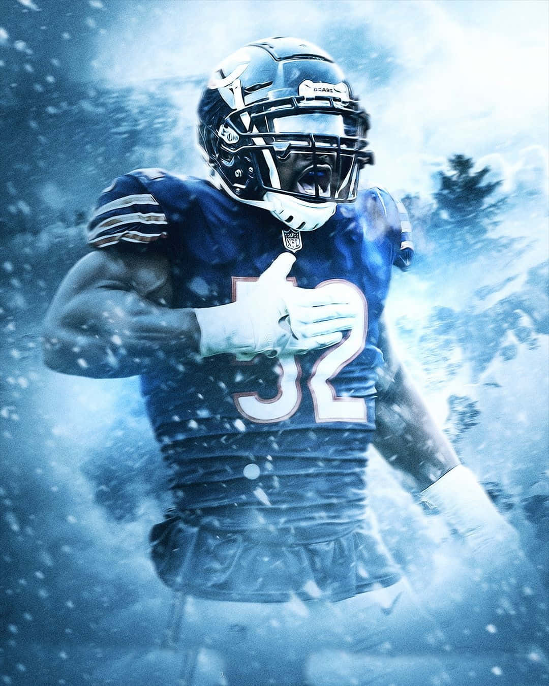 Khalil Mack, blue uniform, blizzard, HD Phone Wallpaper