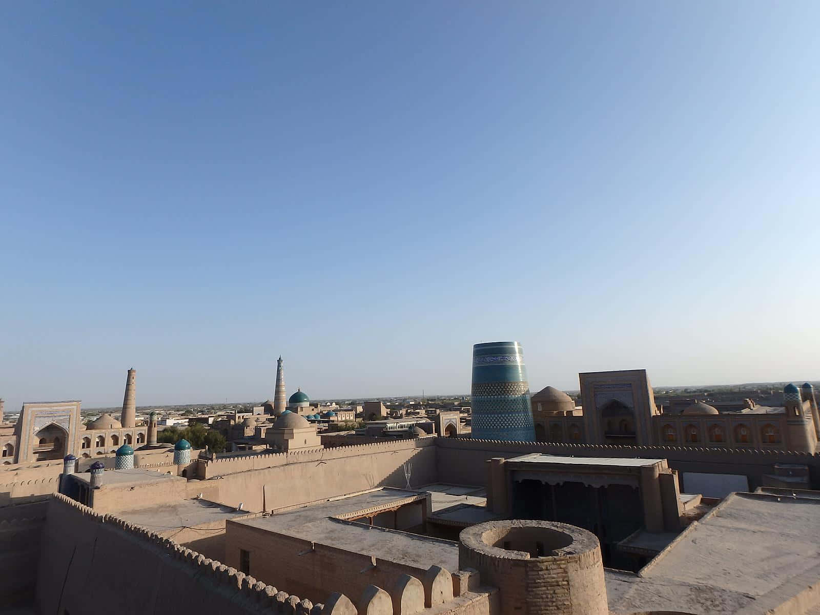 Khiva, terracotta rooftops, turquoise domes, HD Desktop Wallpaper