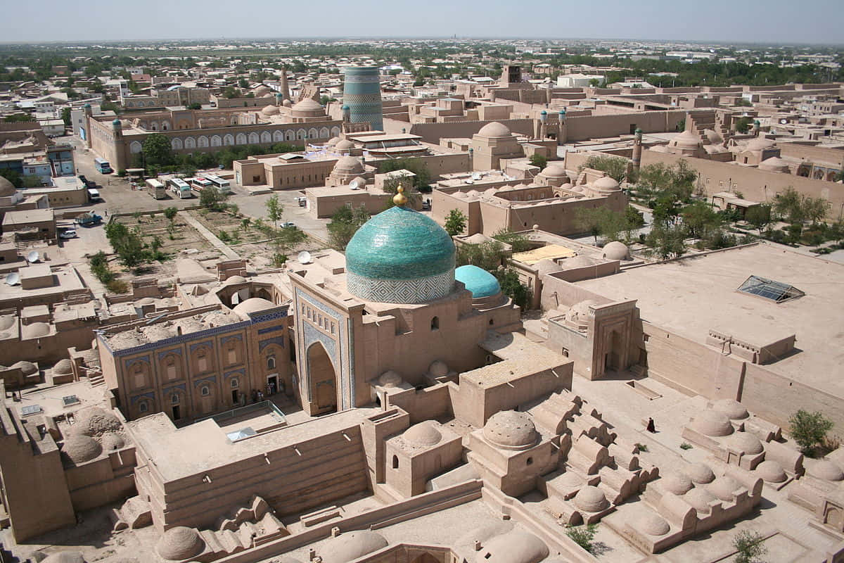 Khiva, blue dome, turquoise domed mosques, SD Desktop Wallpaper