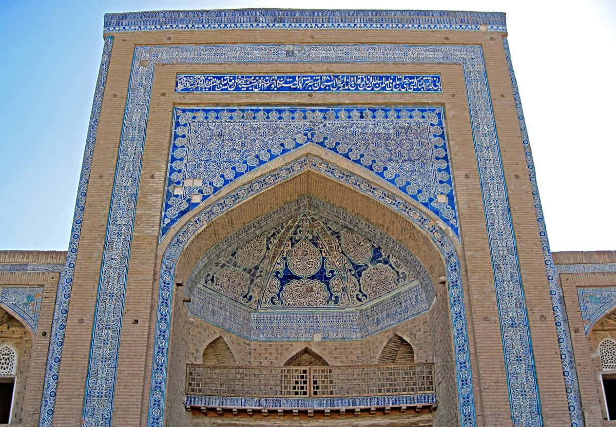 Khiva, blue tilework, calligraphy, SD Desktop Wallpaper