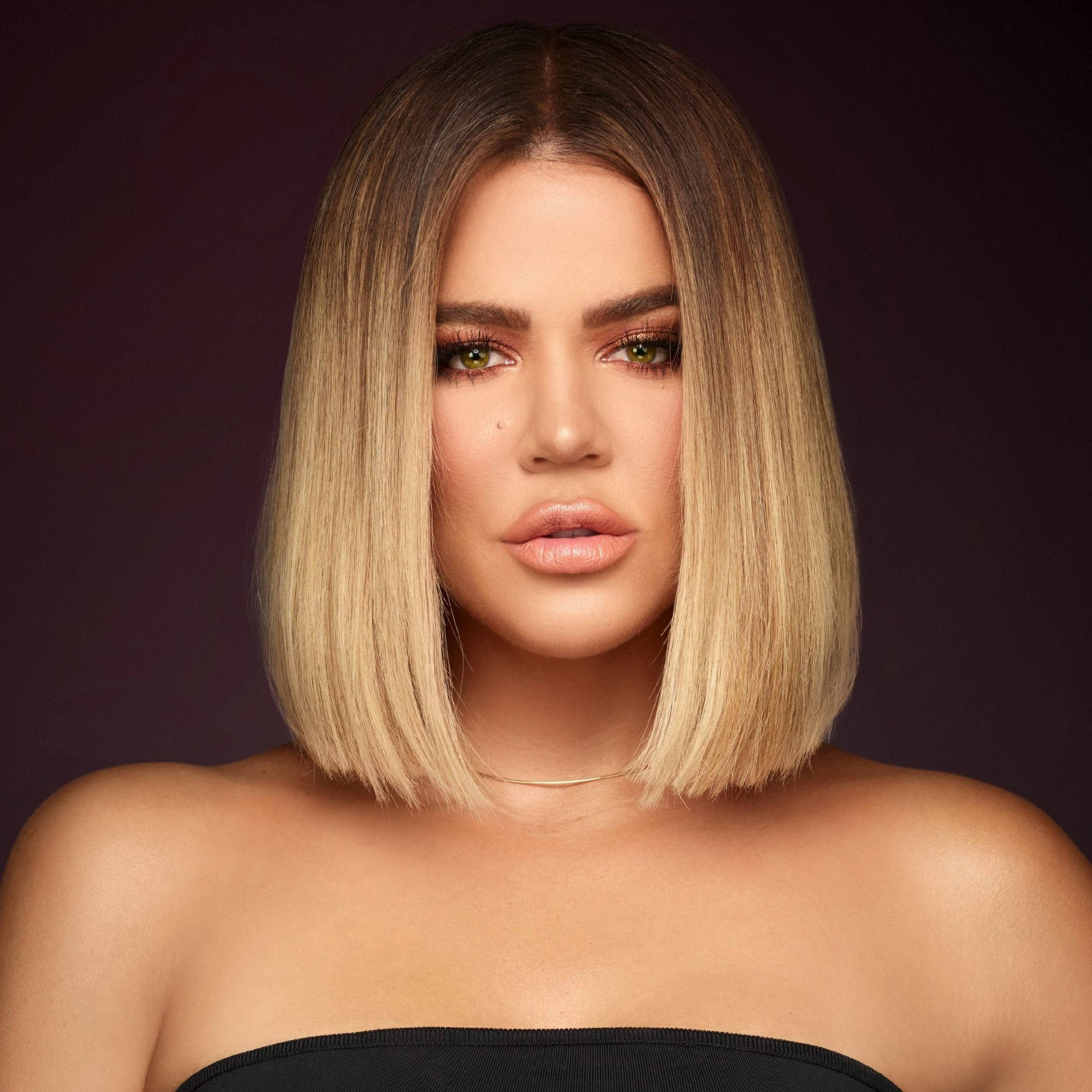 Khloe Kardashian, blonde bob haircut, green eyes, Full HD Desktop Wallpaper