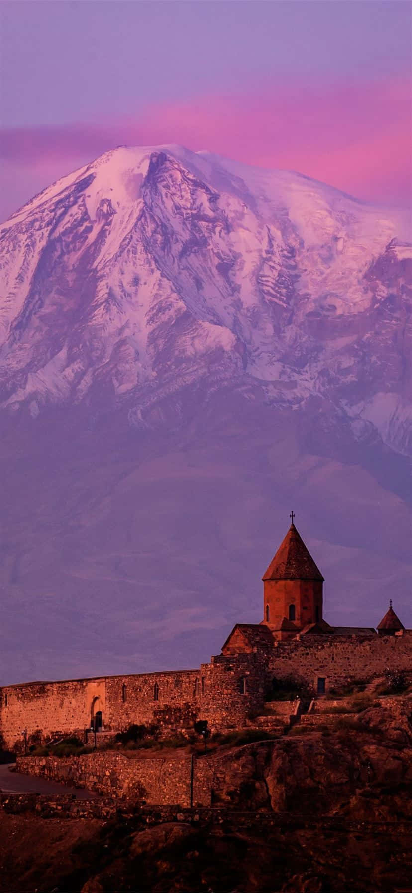 Khor Virap, twilight, snow-capped mountain, HD Phone Wallpaper