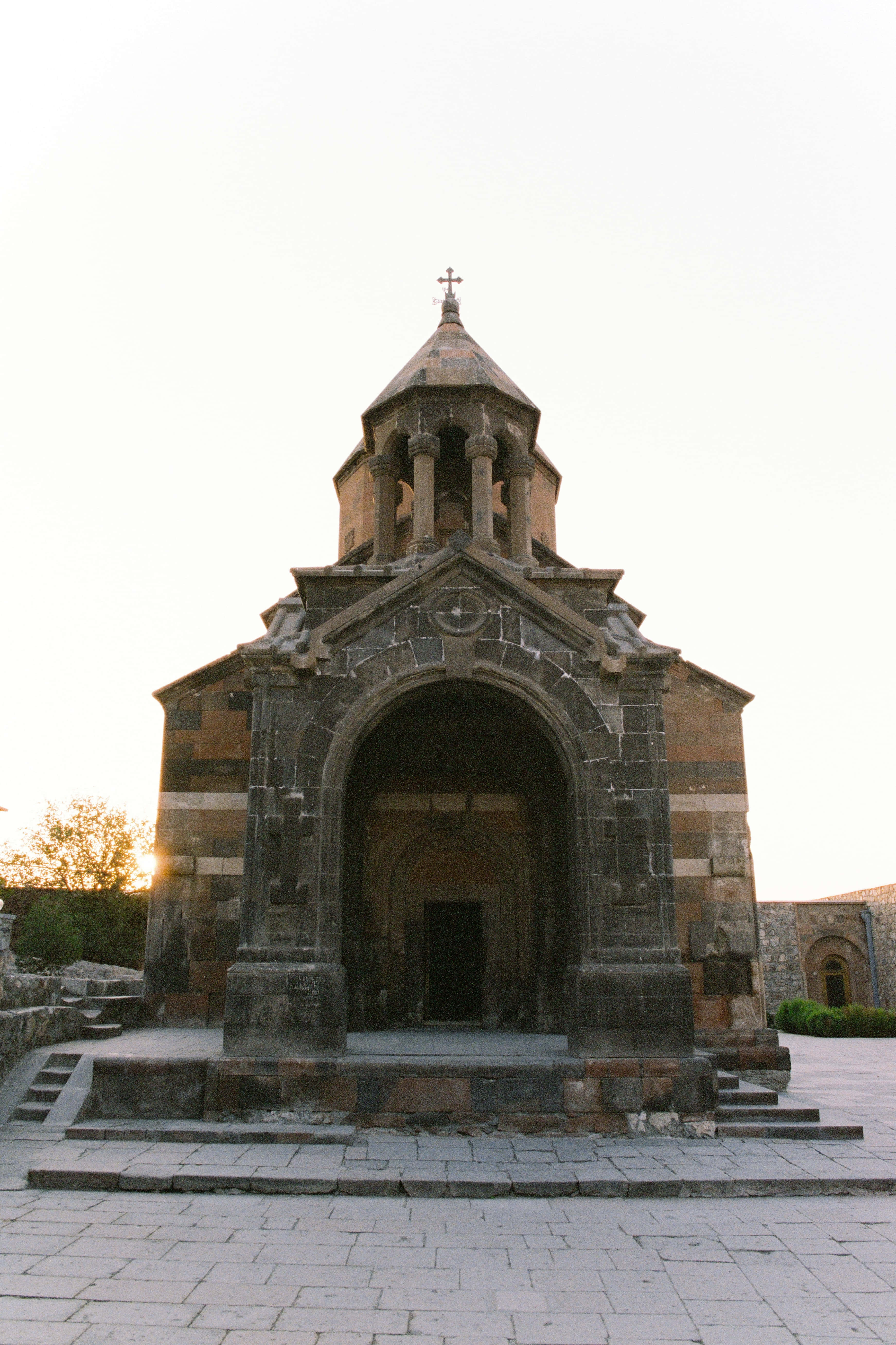 Khor Virap, ancient stone church, arched entrance, 5K Phone Wallpaper