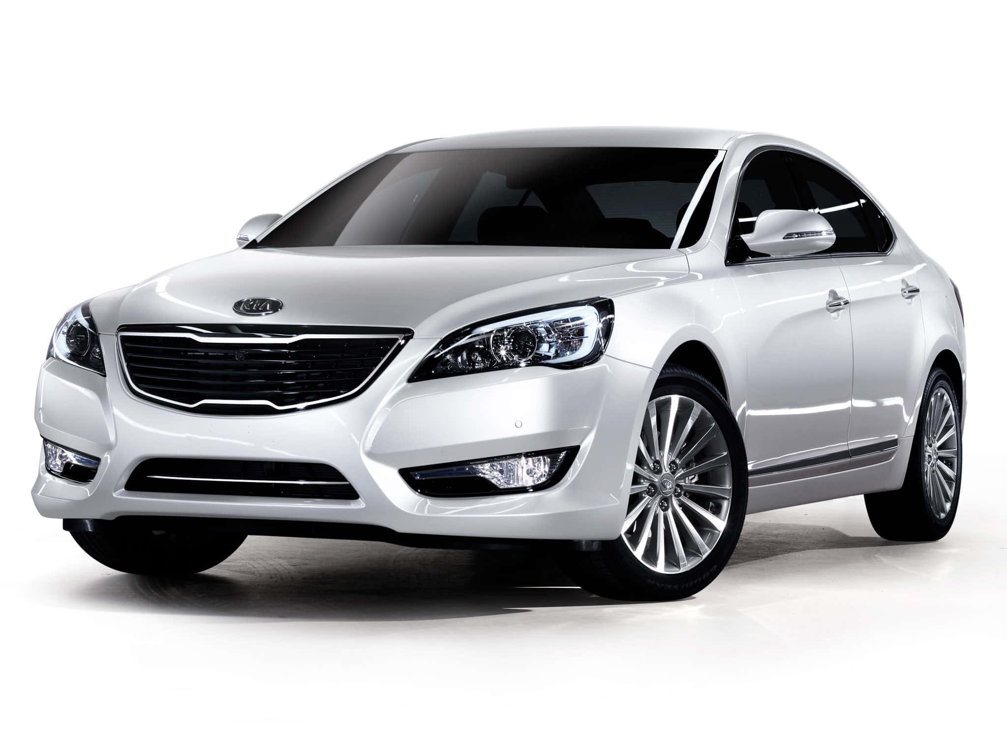 Kia Cadenza, white, studio lights, Full HD Desktop Wallpaper