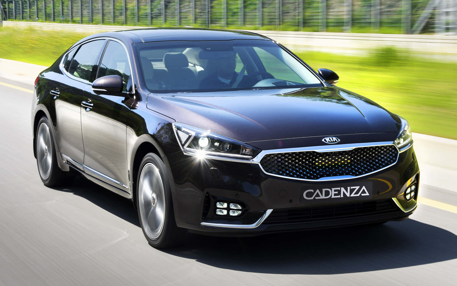 Kia Cadenza, black, highway, Full HD Desktop Wallpaper