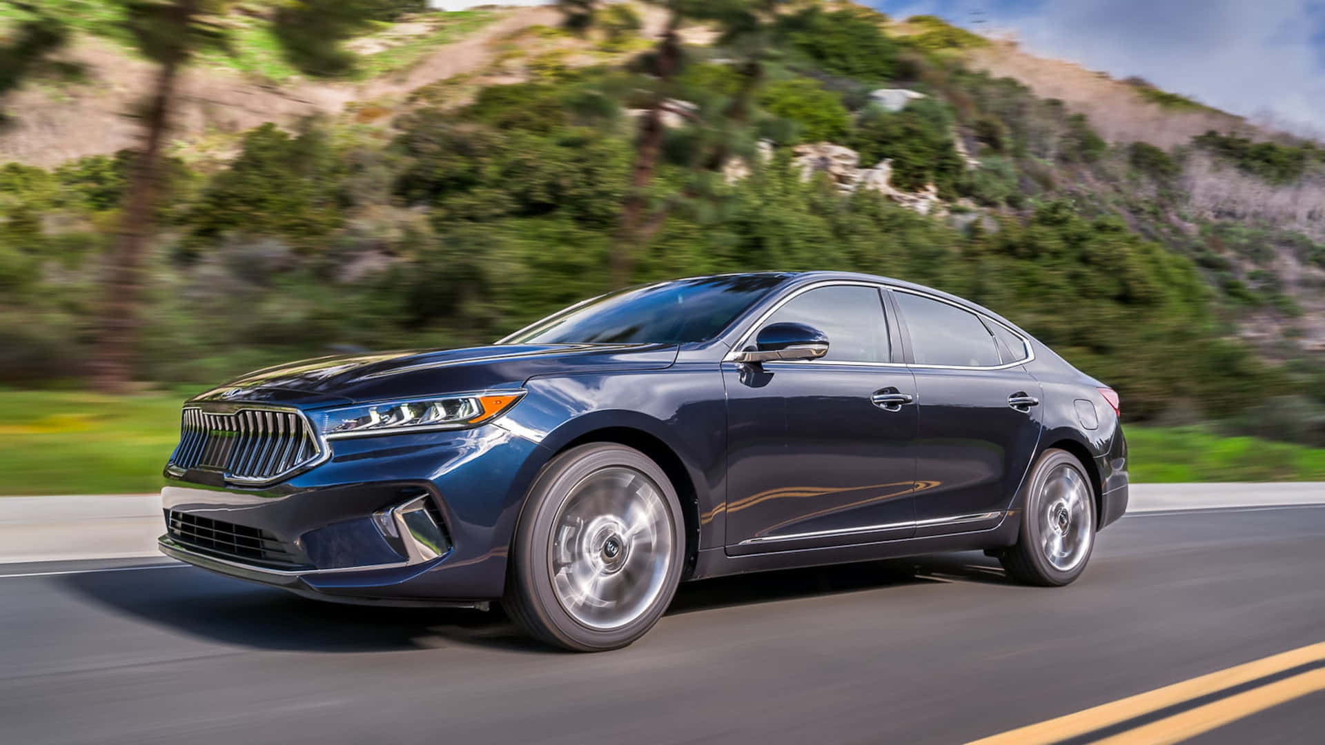 Kia Cadenza, dark blue, sedan, Full HD Desktop Wallpaper