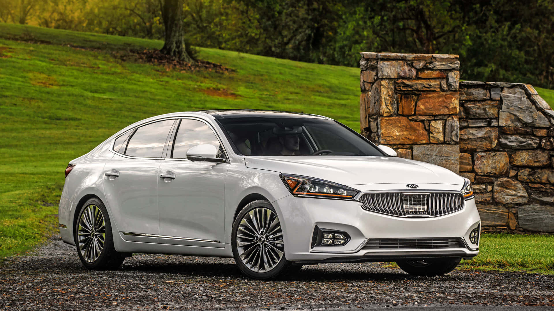 Kia Cadenza, silver, gravel, Full HD Desktop Wallpaper